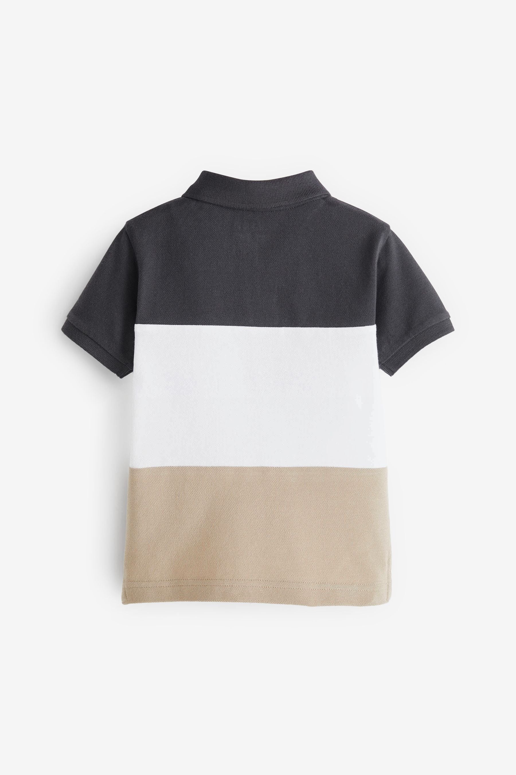 Black/Cream Short Sleeve Colourblock Polo Shirt (3mths-7yrs)