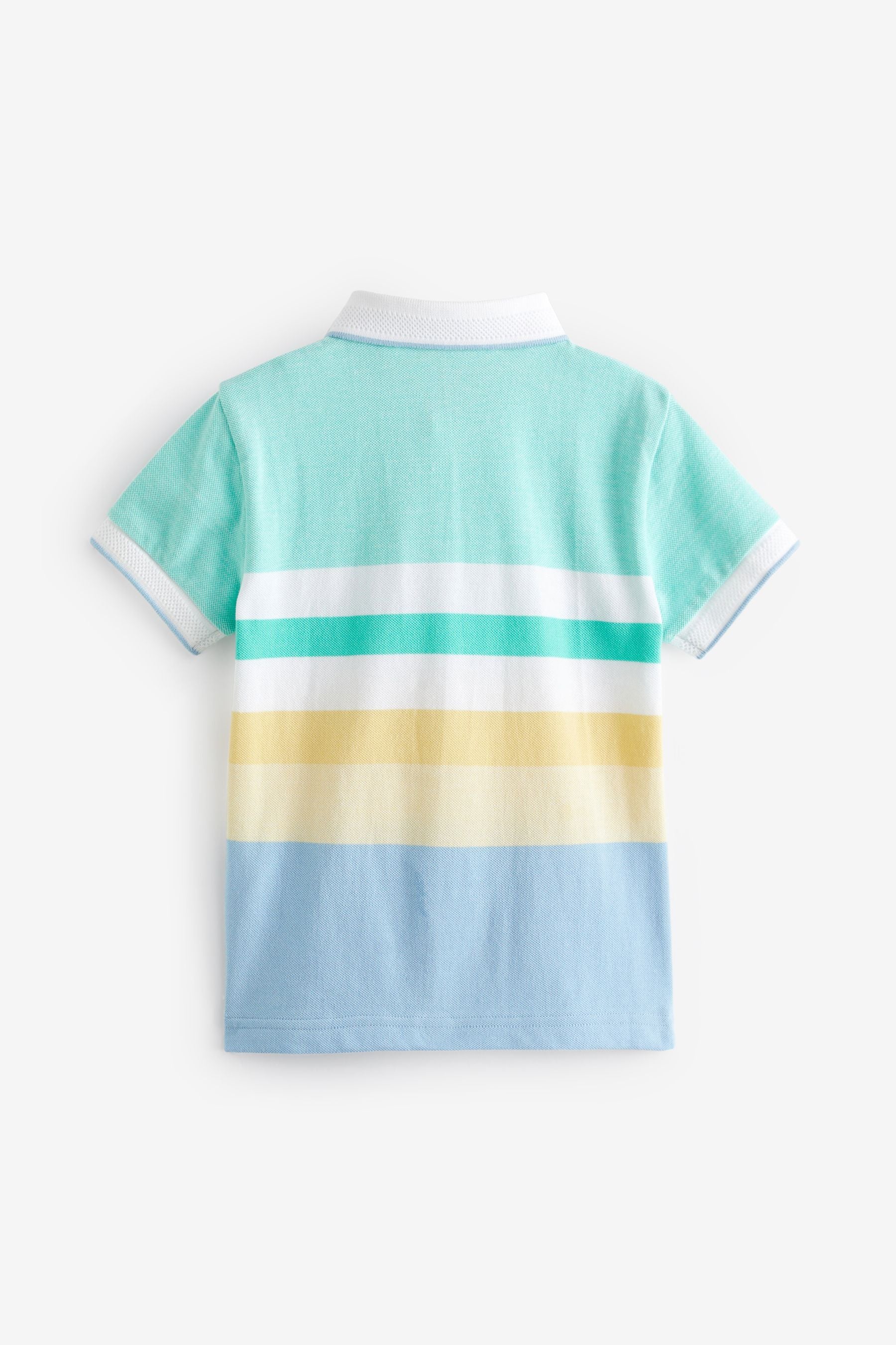 Blue/Yellow Short Sleeve Colourblock Polo Shirt (3mths-7yrs)