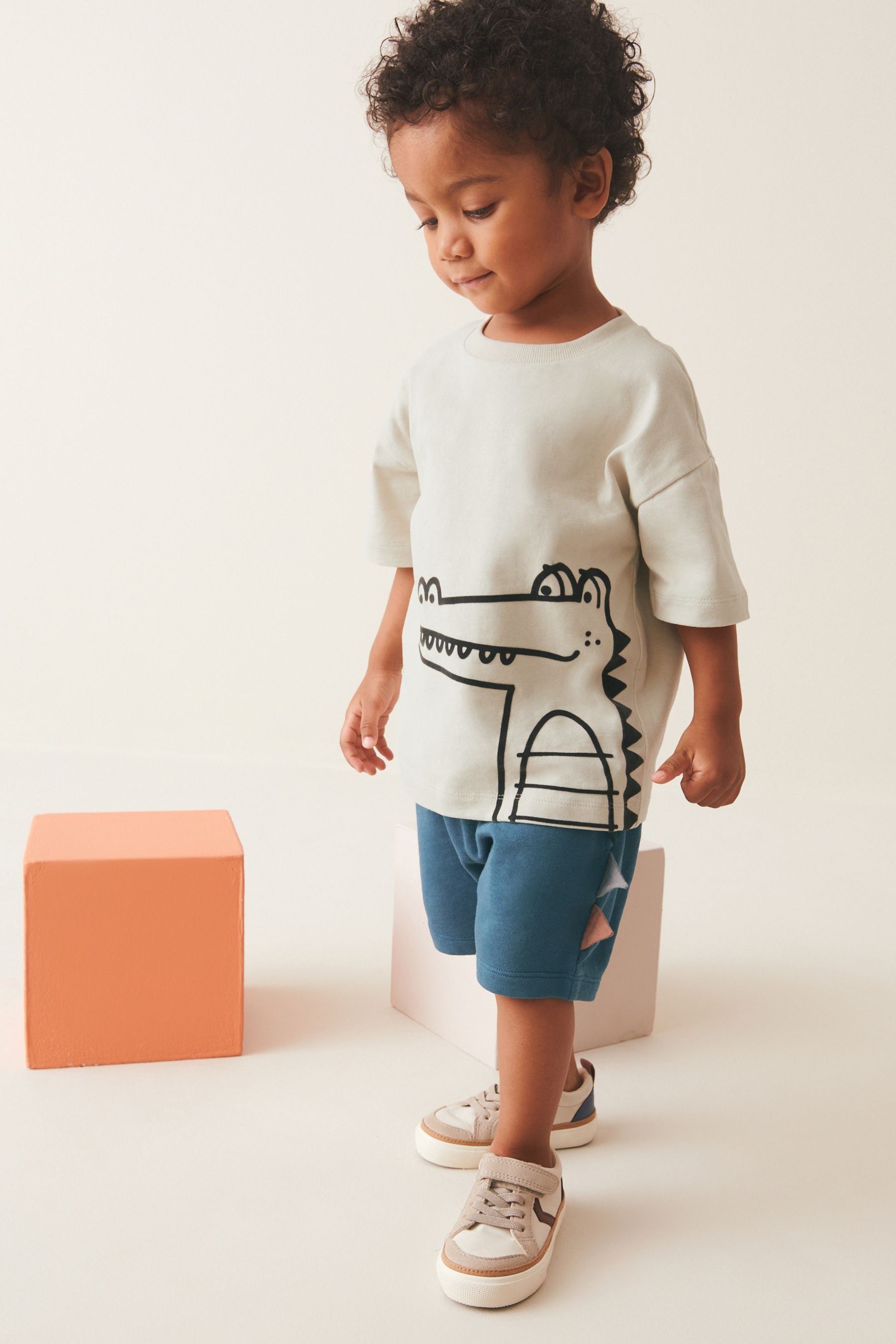 Rust Brown/Ecru Cream 100% Cotton 2 pack T-shirt and Shorts Set (3mths-7yrs)