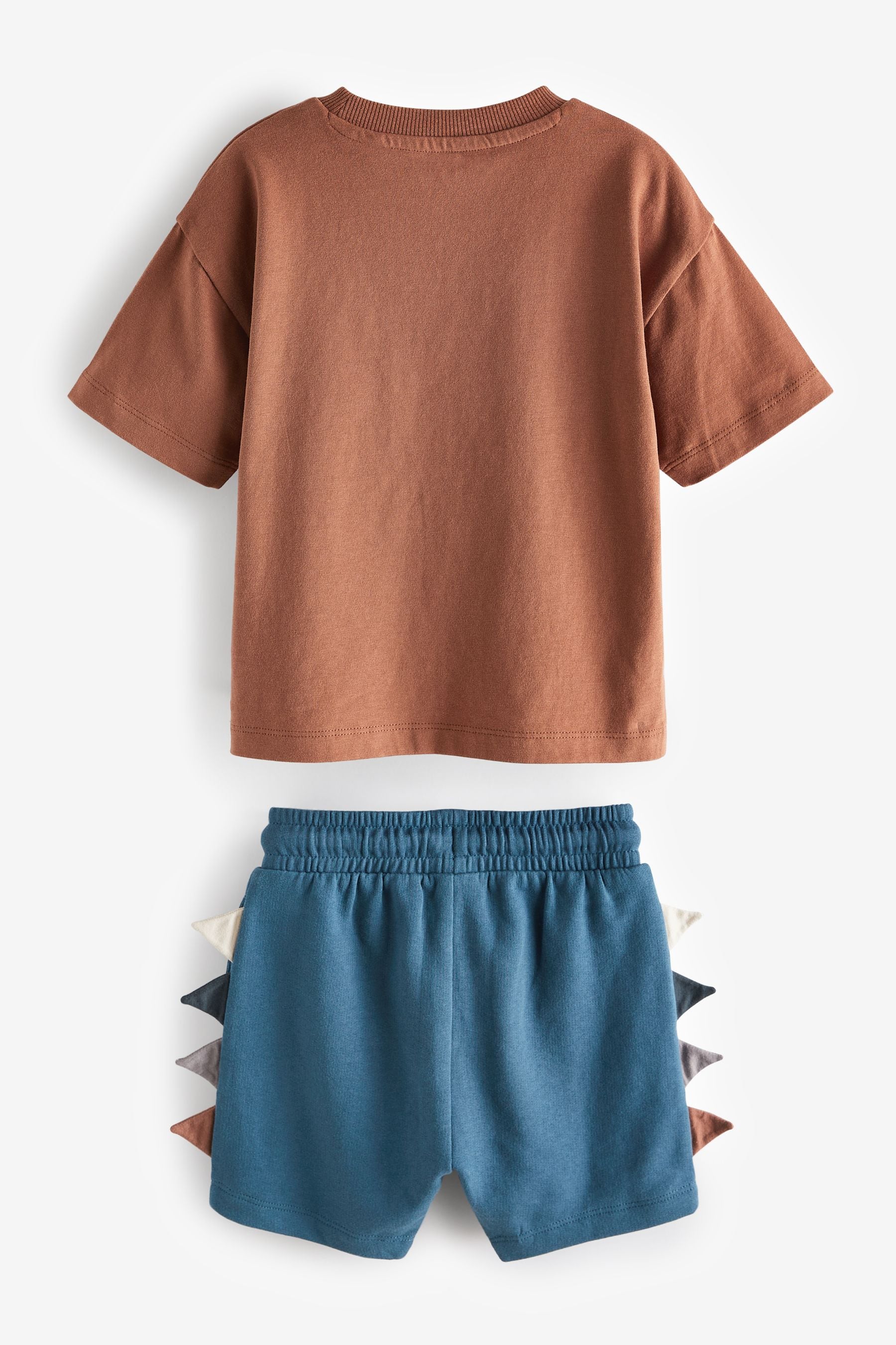 Rust Brown/Ecru Cream 100% Cotton 2 pack T-shirt and Shorts Set (3mths-7yrs)