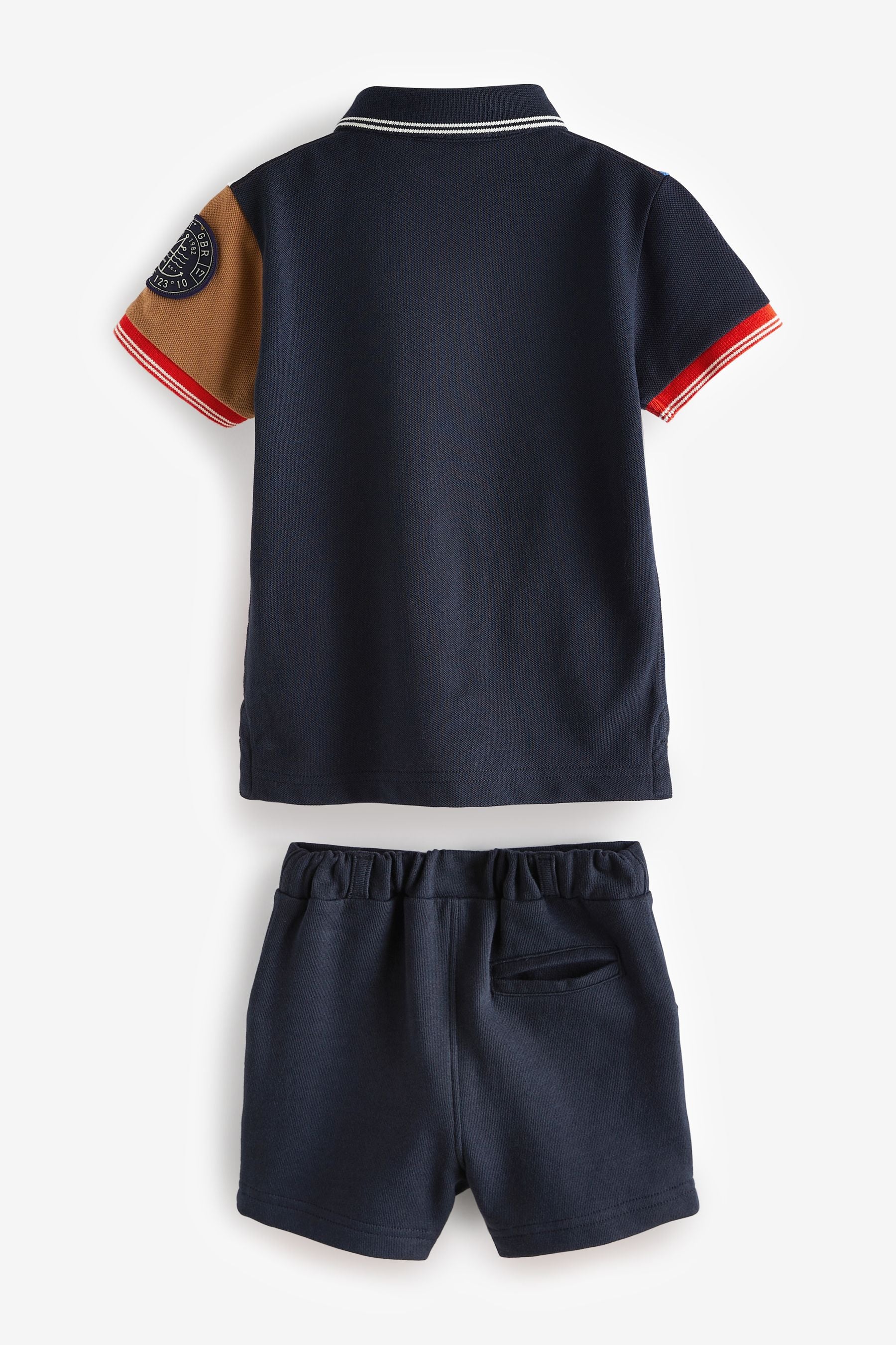 Red/Blue 100% Cotton Short Sleeve Polo and Shorts Set (3mths-7yrs)