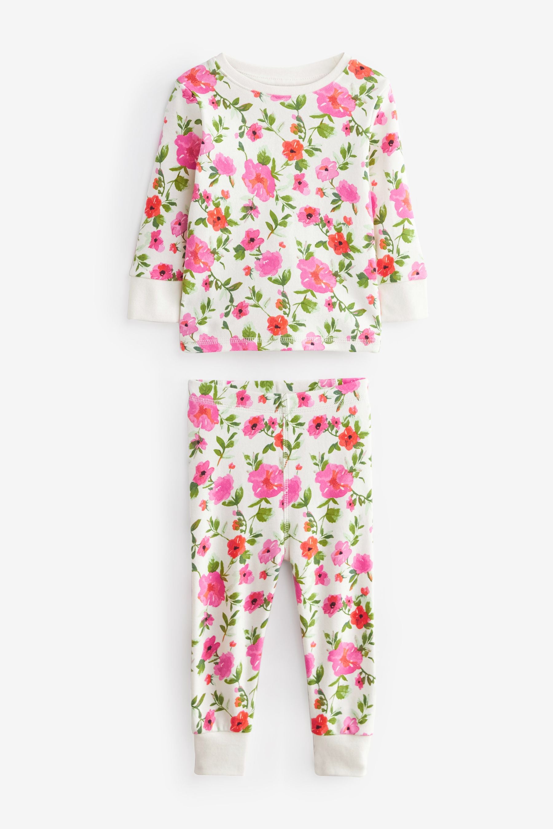 Pink/Black Floral Pyjamas 3 Pack (9mths-16yrs)