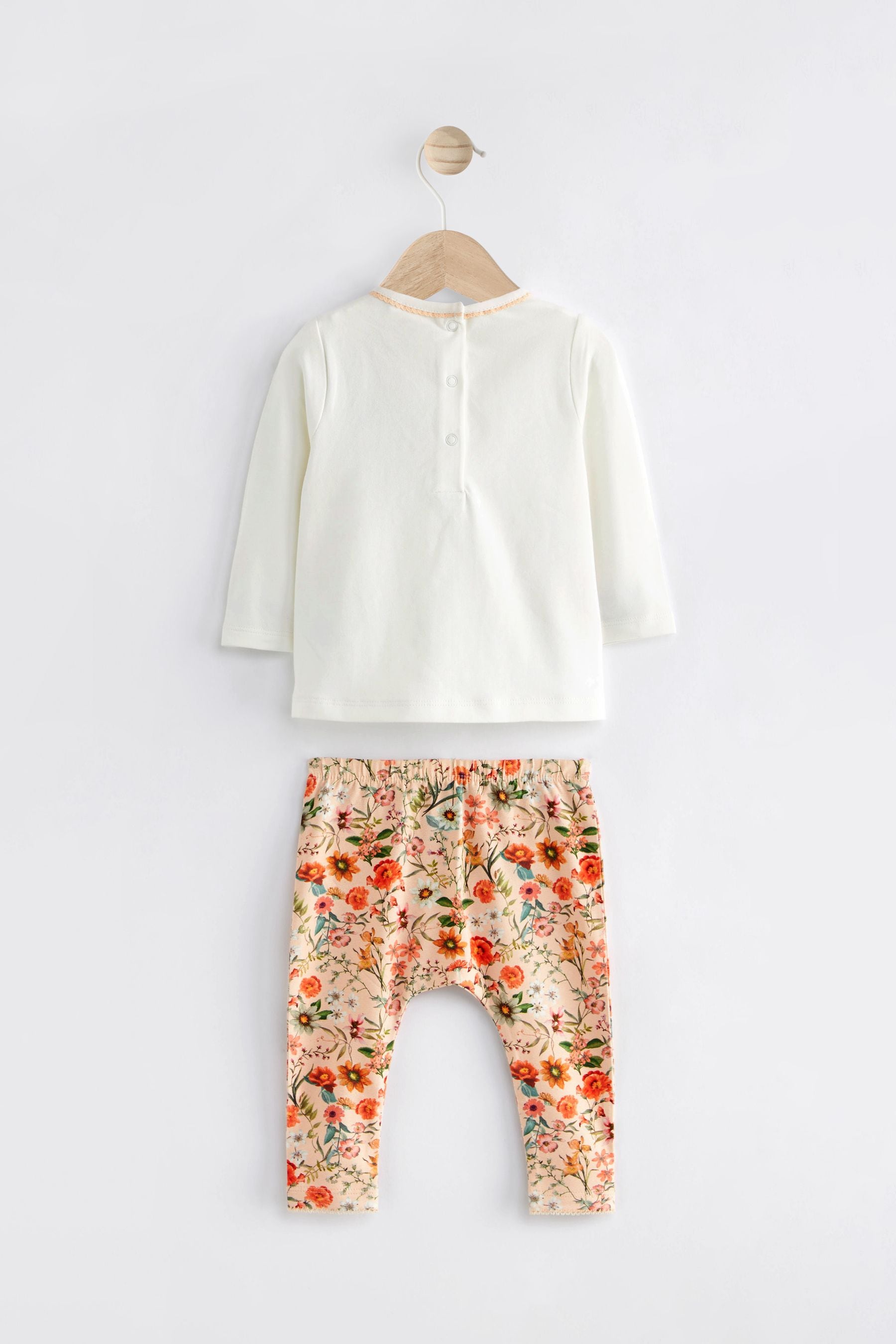 Orange Floral Baby Top And Leggings Set