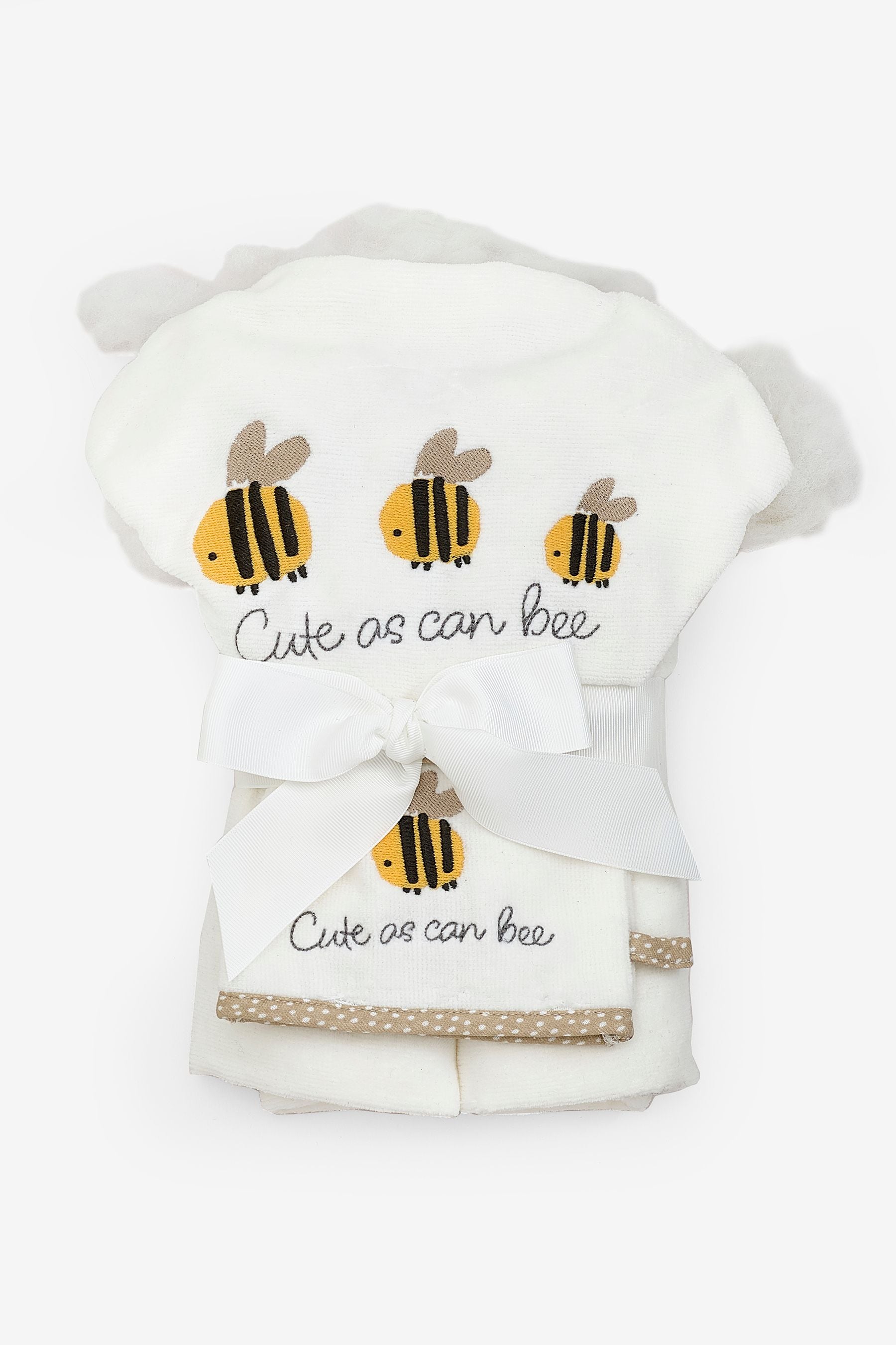 White Bee Newborn Cotton Hooded Baby Towel