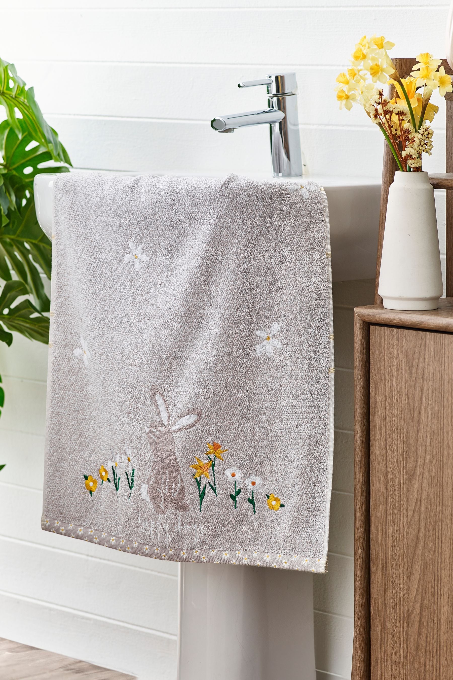 Grey Bunnies 100% Cotton Towel