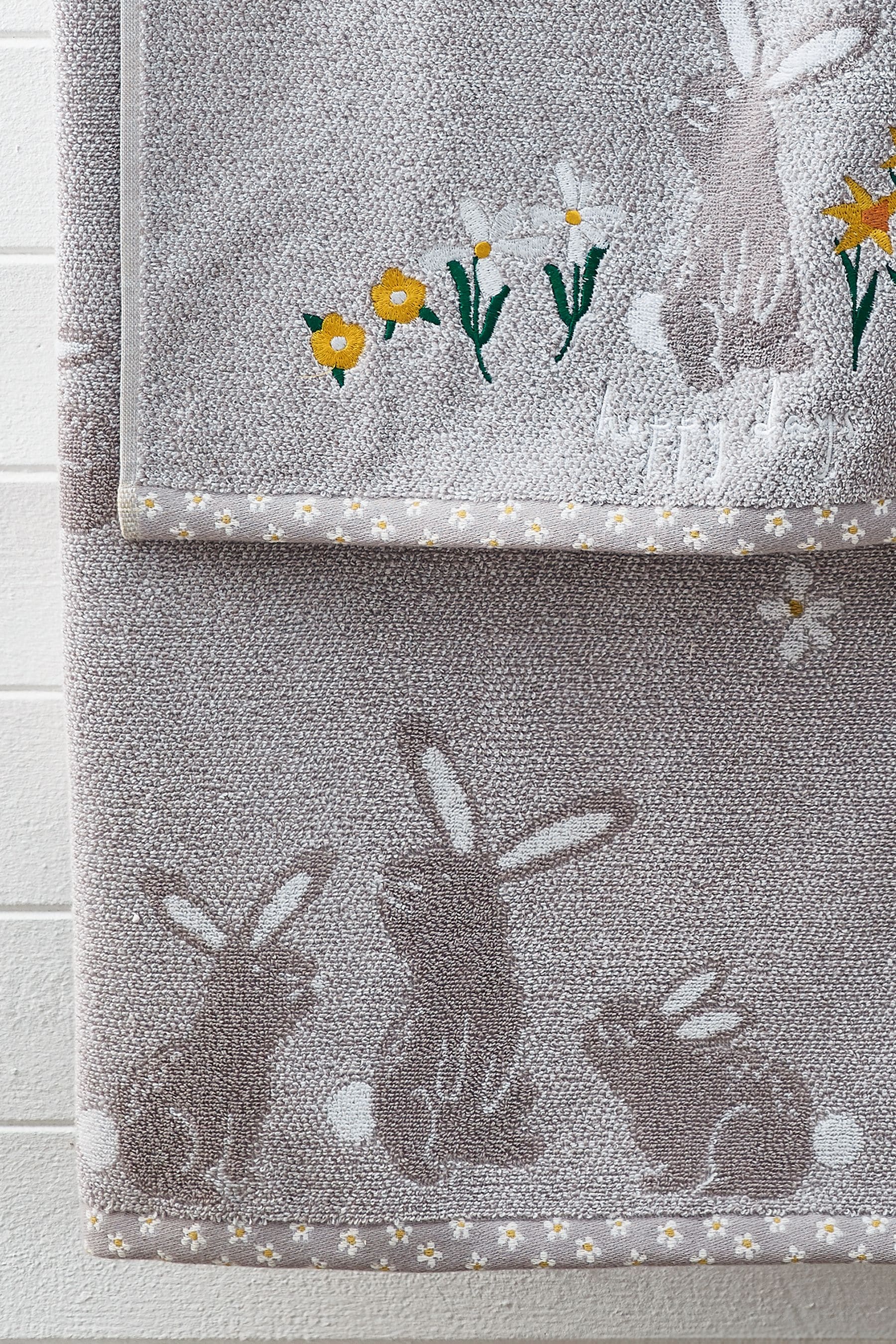 Grey Bunnies 100% Cotton Towel