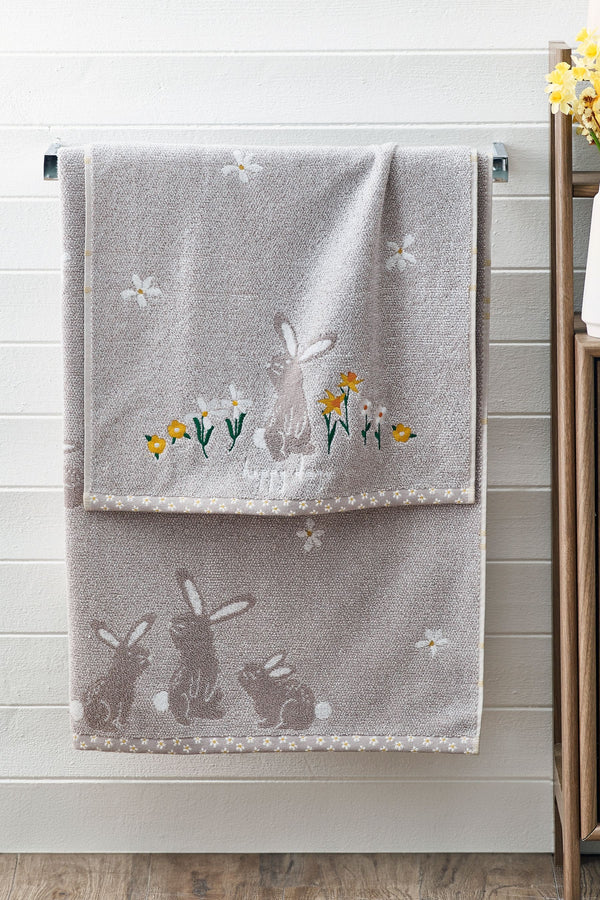 Grey Bunnies 100% Cotton Towel