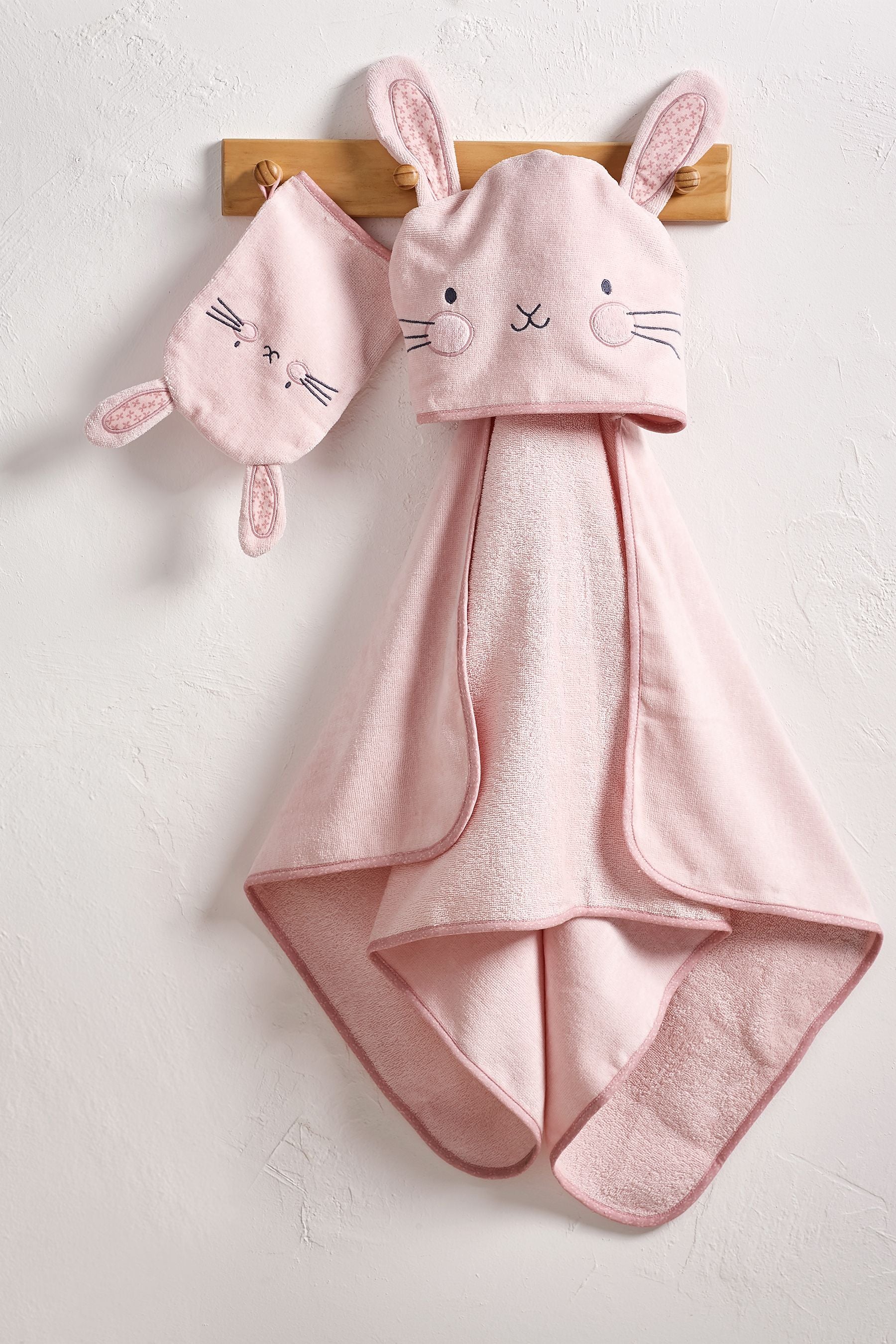 Pink Bunny Newborn 100% Cotton Hooded Baby Towel