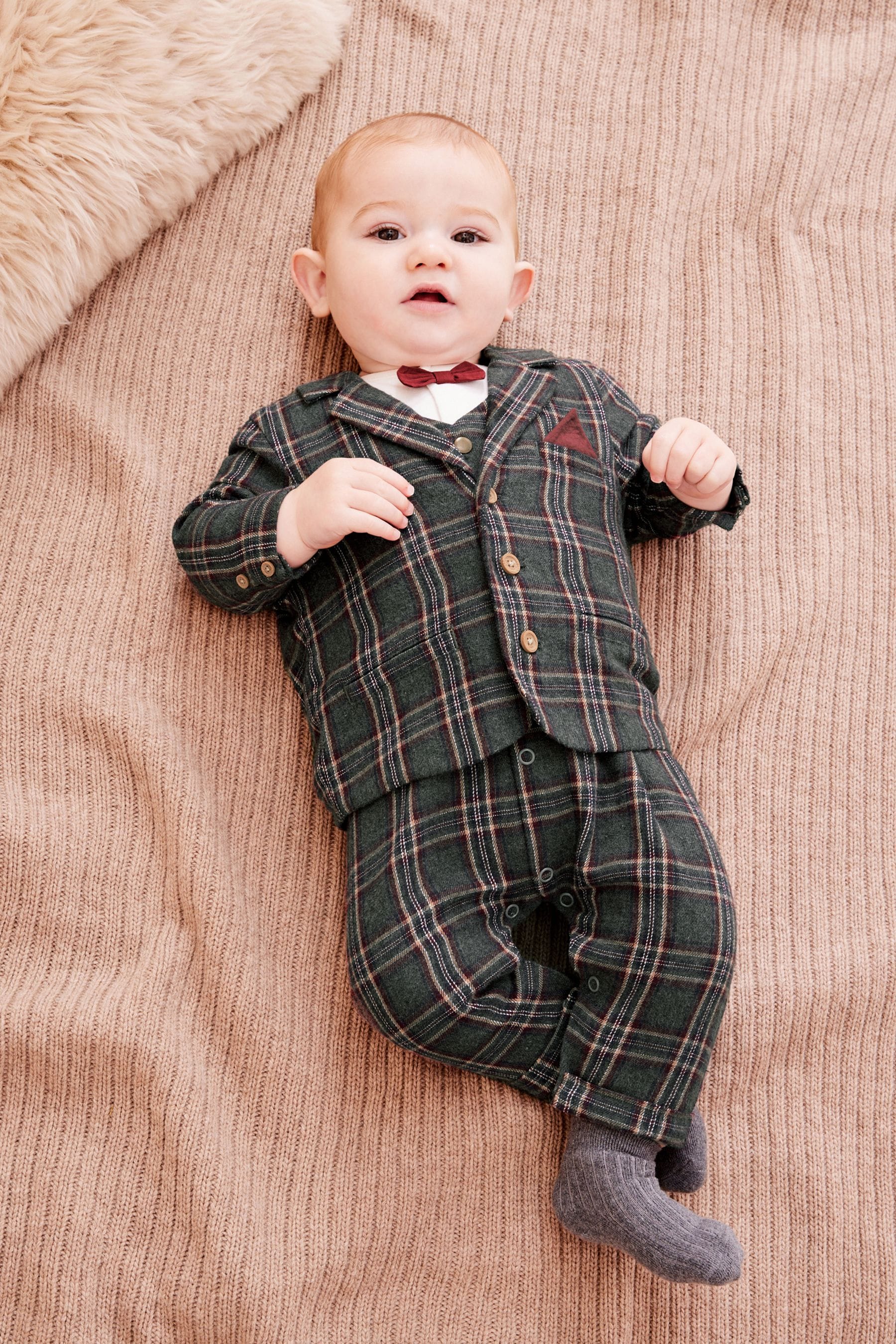 Charcoal Grey Smart Waistcoat, Blazer And Bow Tie 2 Piece Set