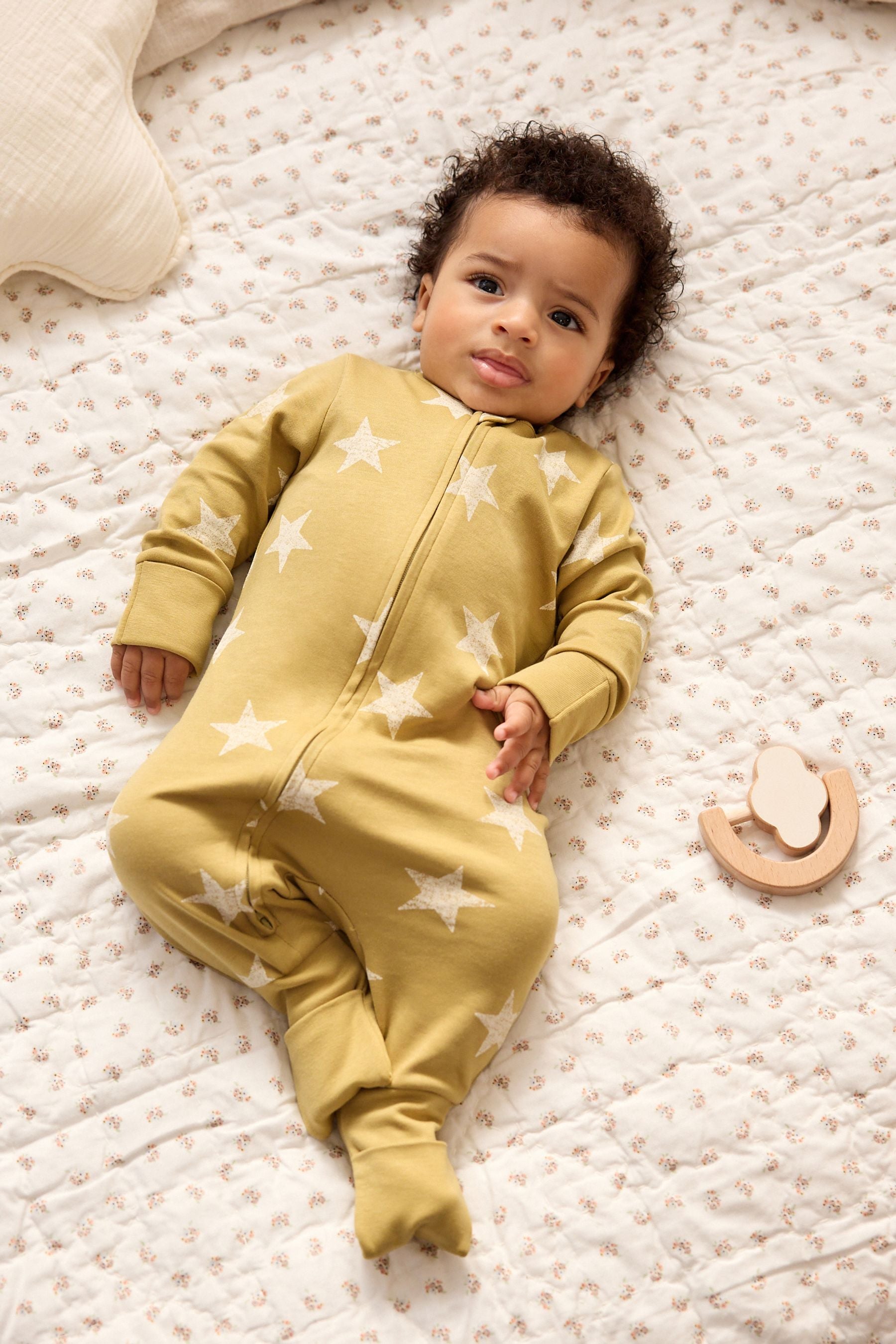 Chartreuse Yellow Turnover Feet Two Way Zip Baby Sleepsuit 1 Pack (0mths-3yrs)