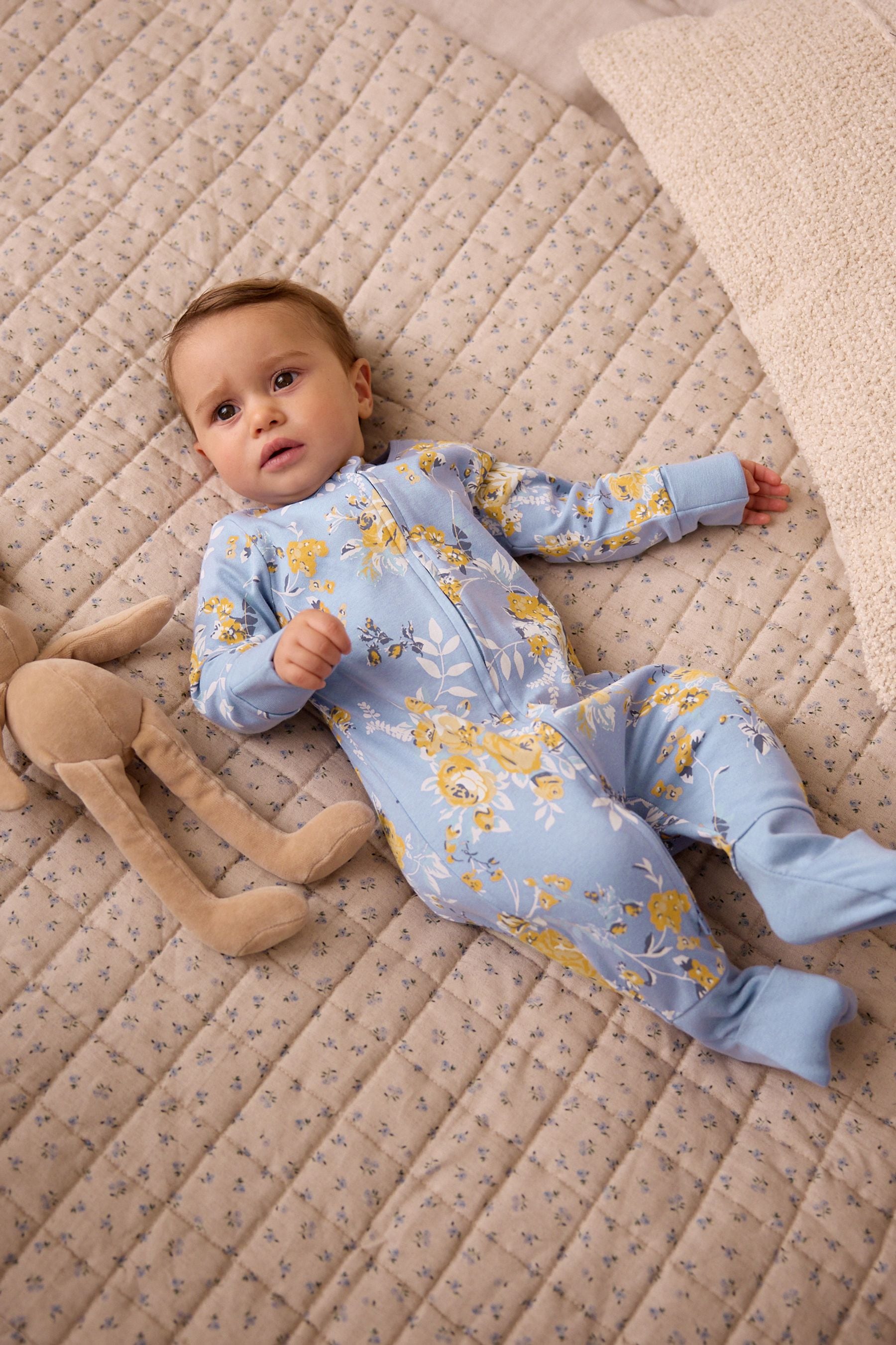 Blue Turnover Feet Two Way Zip Baby Sleepsuit 1 Pack (0mths-3yrs)