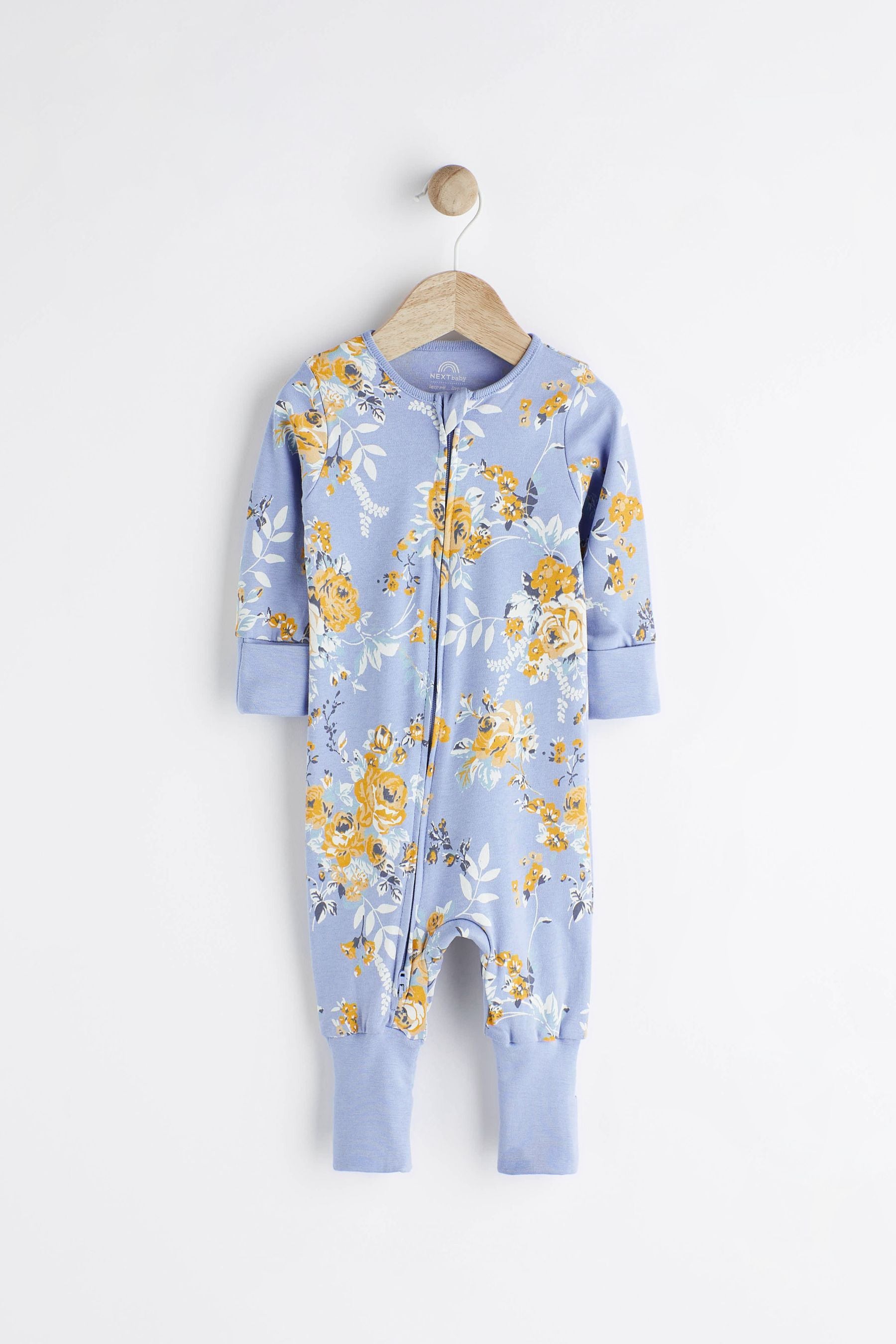 Blue Turnover Feet Two Way Zip Baby Sleepsuit 1 Pack (0mths-3yrs)