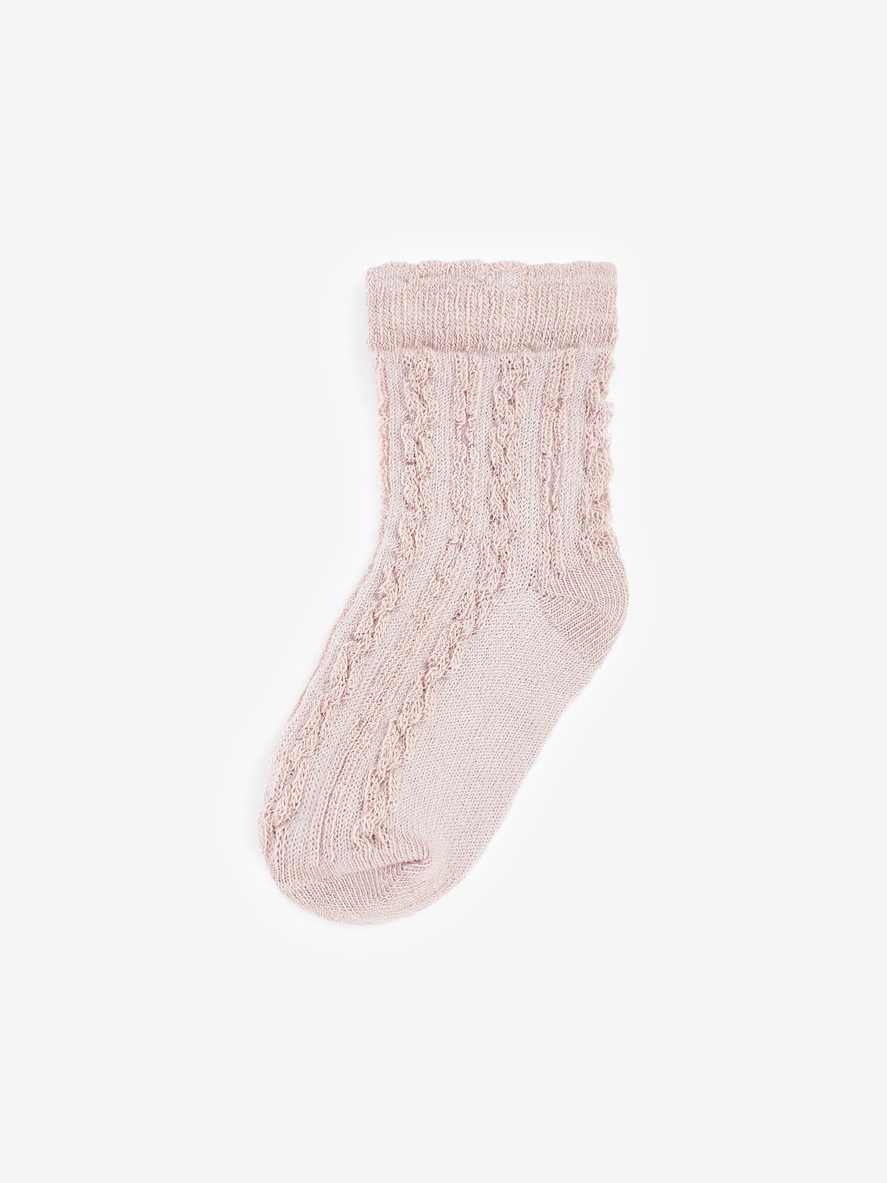 Pink/Neutral Baby Cable Socks 7 Pack (0mths-2yrs)