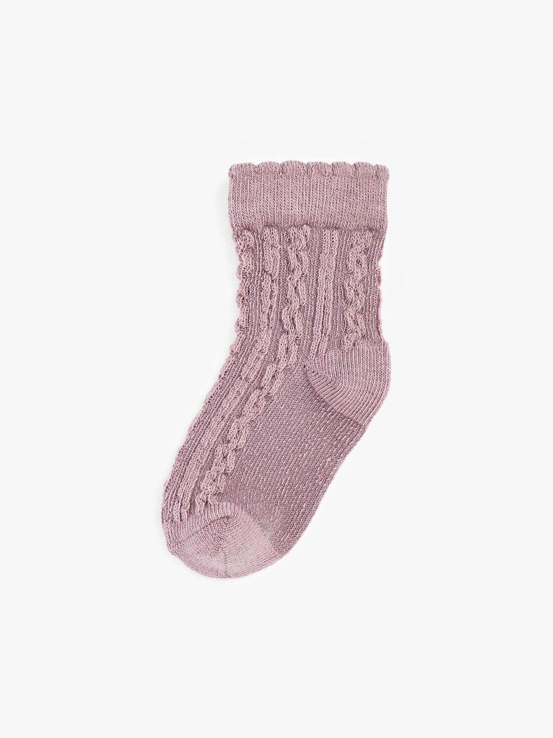 Pink/Neutral Baby Cable Socks 7 Pack (0mths-2yrs)