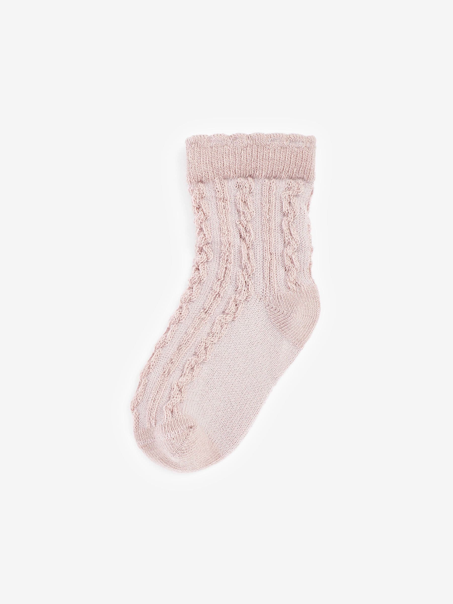 Pink/Neutral Baby Cable Socks 7 Pack (0mths-2yrs)