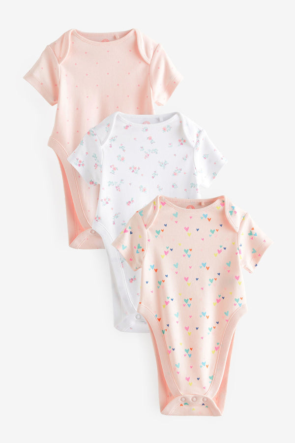 Pink Hip Dysplasia Short Sleeve Bodysuits 3 Pack