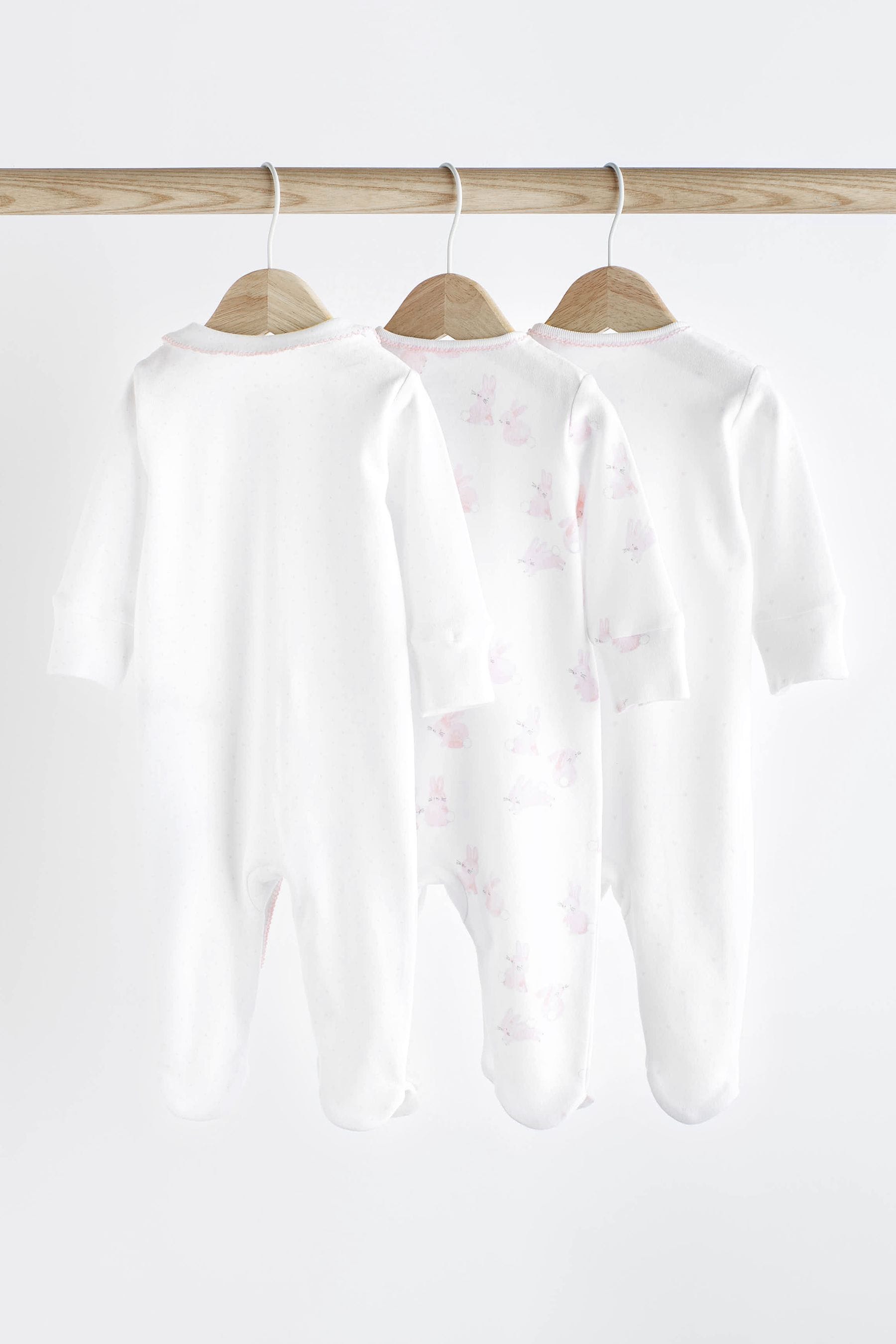 Pink Baby 100% Cotton Sleepsuits 3 Pack (0-3yrs)