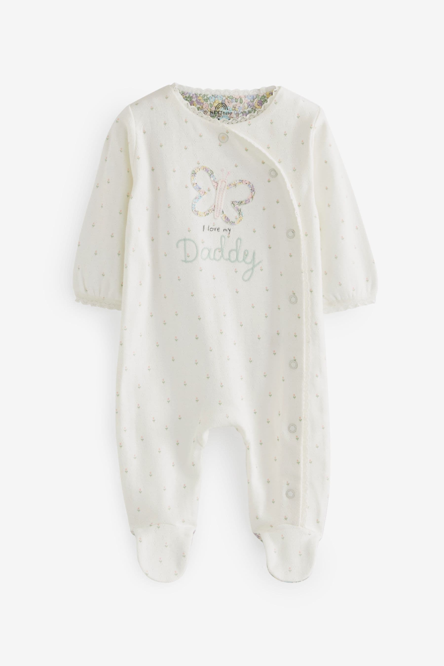 Ecru Butterfly Daddy 100% Cotton Family Sleepsuit (0-2yrs)