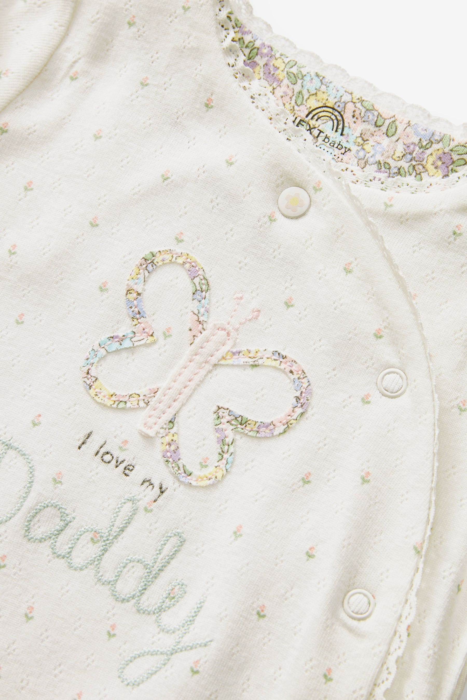 Ecru Butterfly Daddy 100% Cotton Family Sleepsuit (0-2yrs)