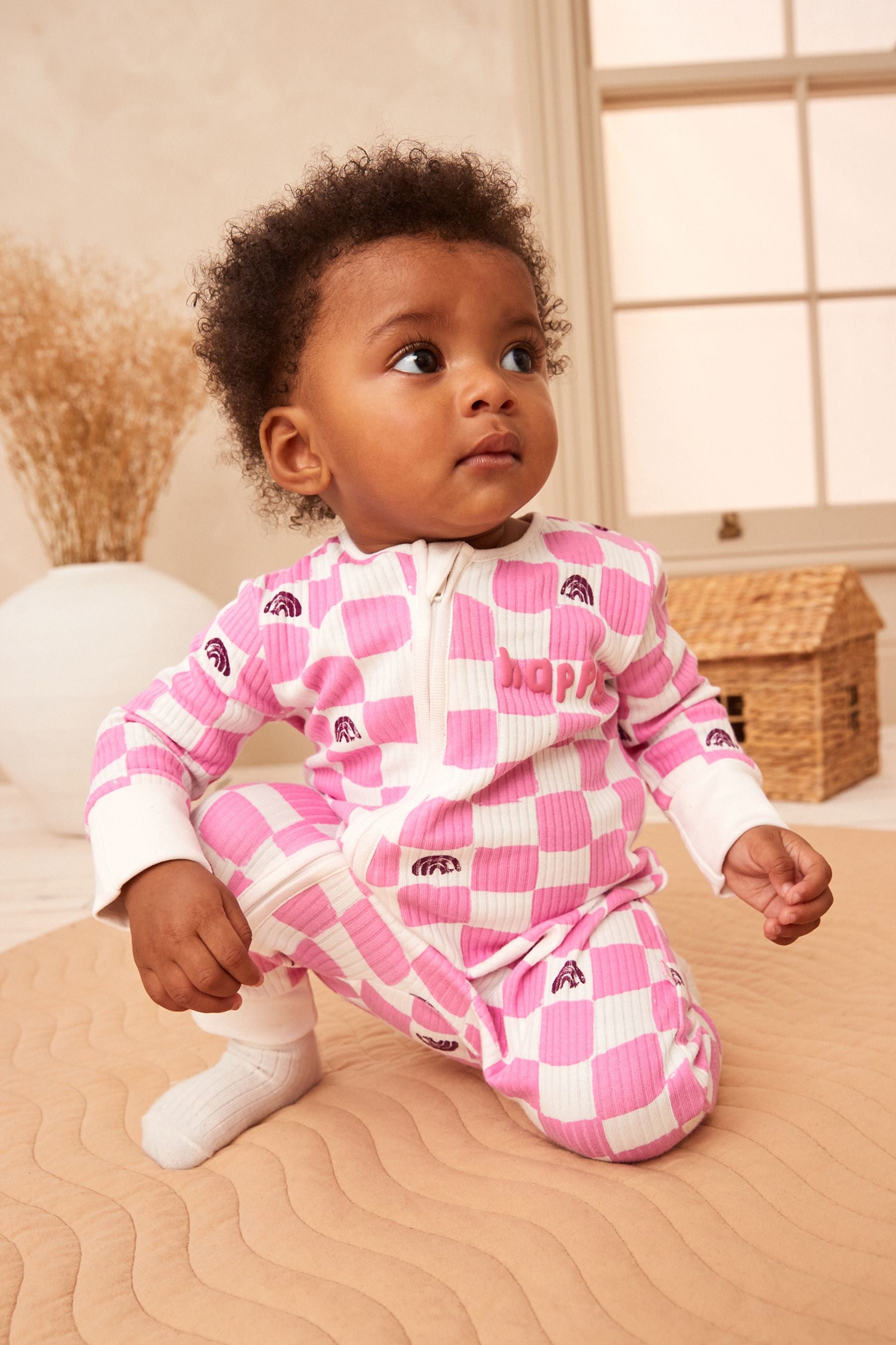 Pink Footless Baby Sleepsuits 3 Pack (0mths-3yrs)