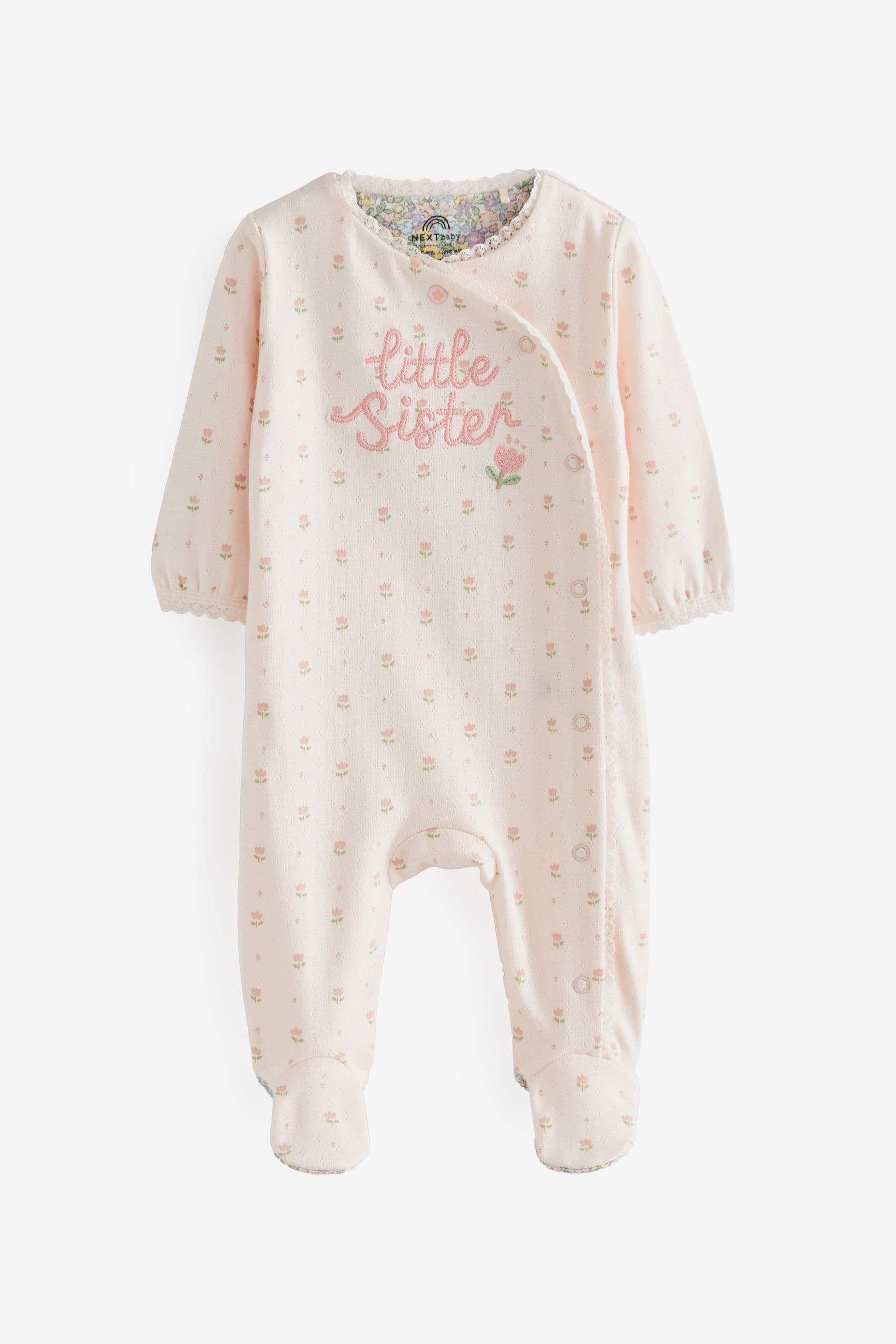 Pink Little Sister Baby Sleepsuit (0-18mths)