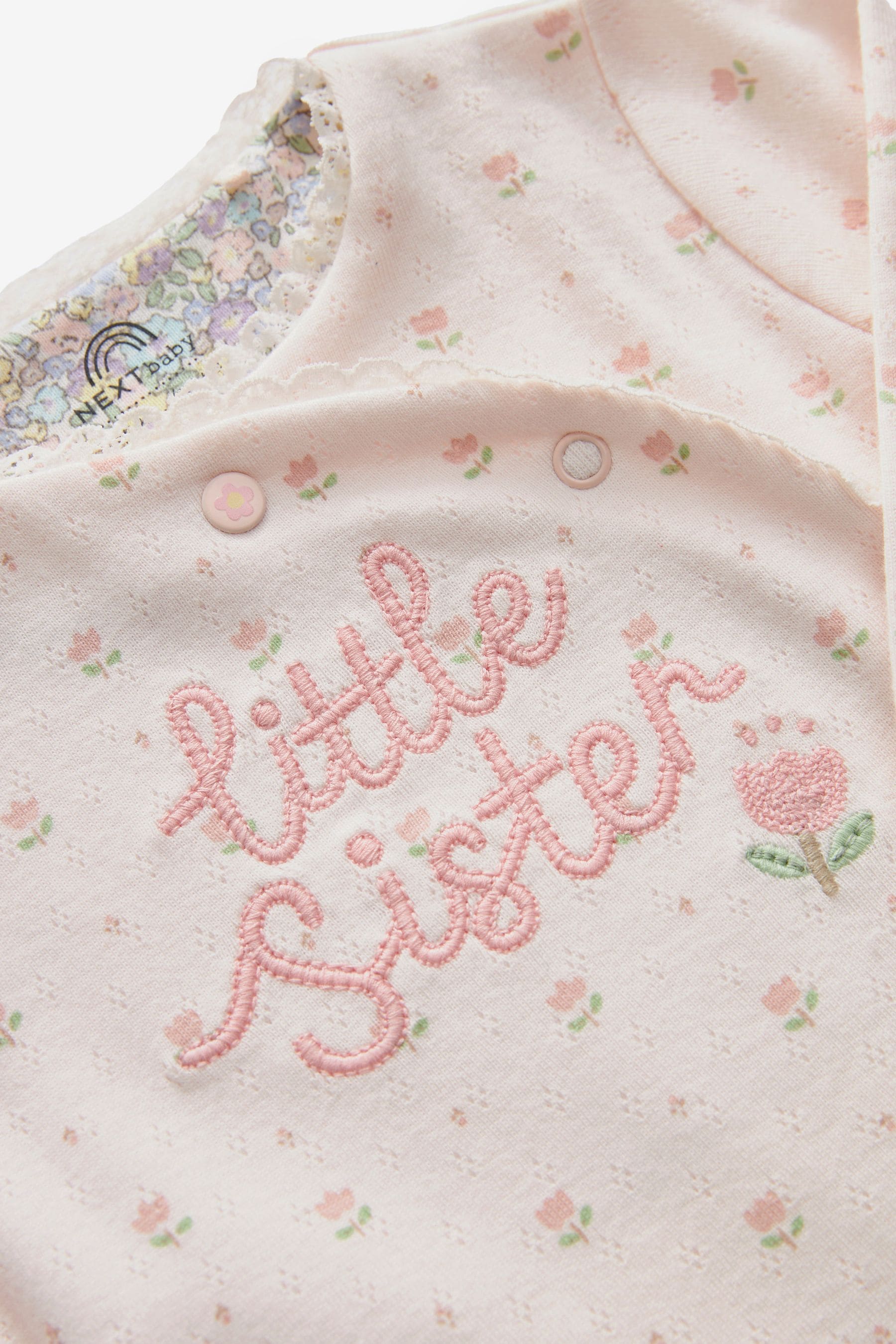 Pink Little Sister Baby Sleepsuit (0-18mths)