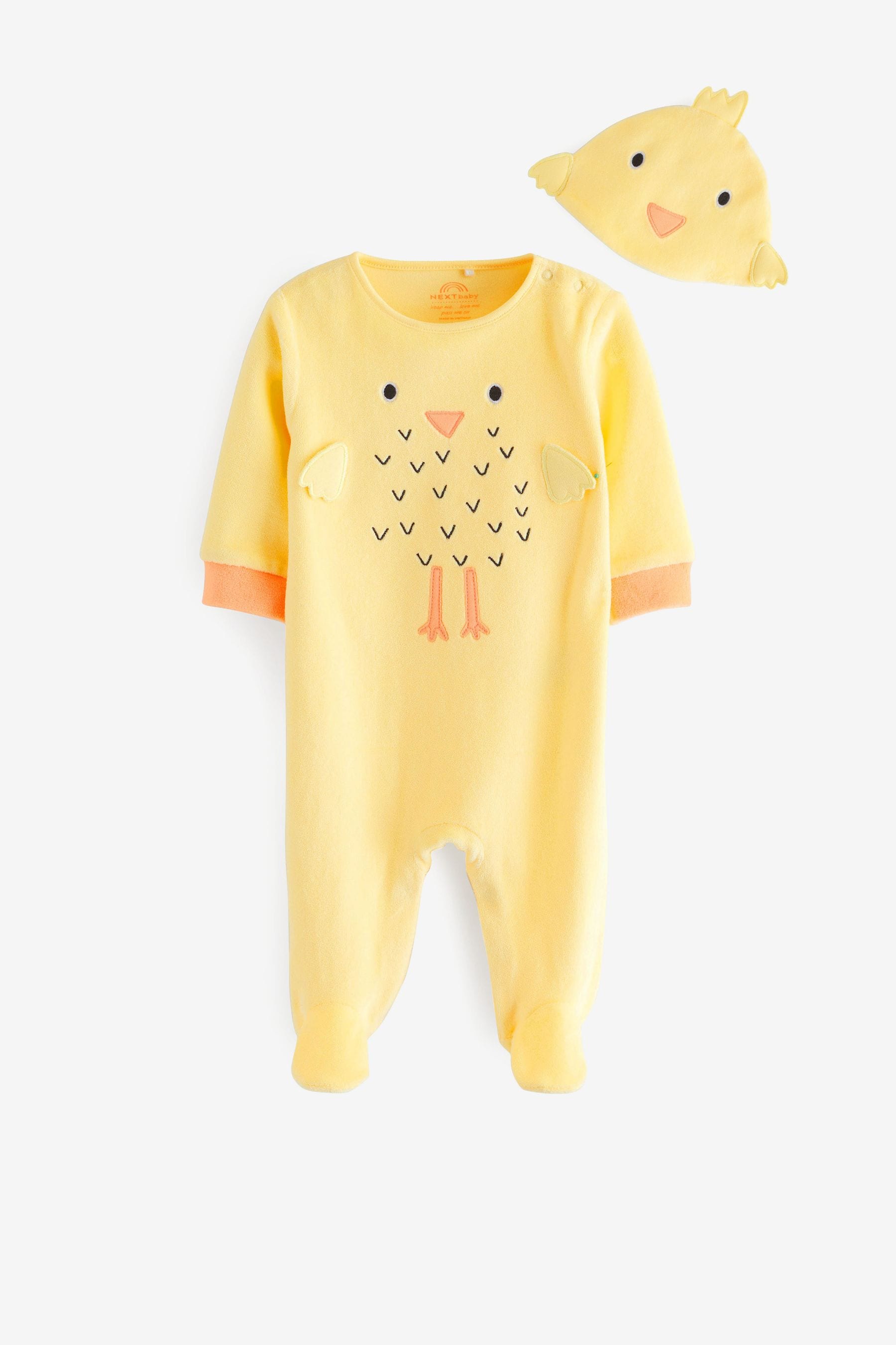 Yellow Novelty Chick Baby Sleepsuit (0-2yrs)