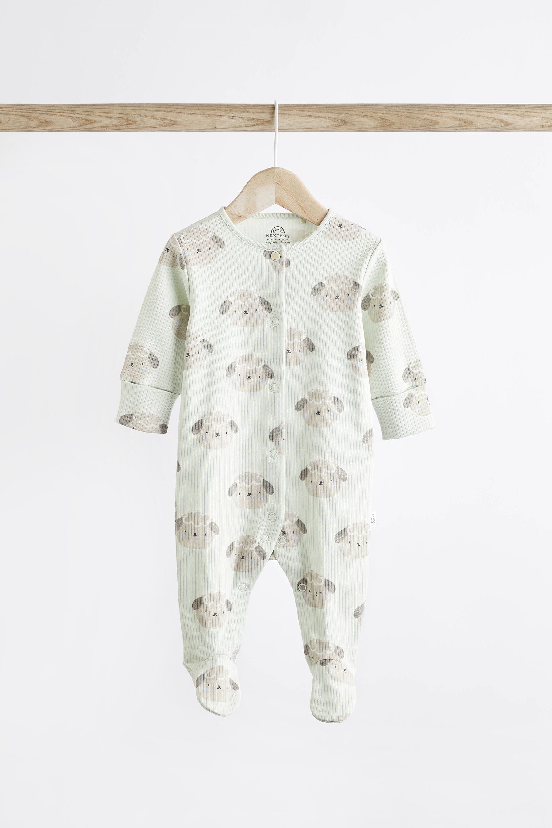 Mint Green/Lemon Yellow Baby Rib Sleepsuits 3 Pack (0mths-3yrs)