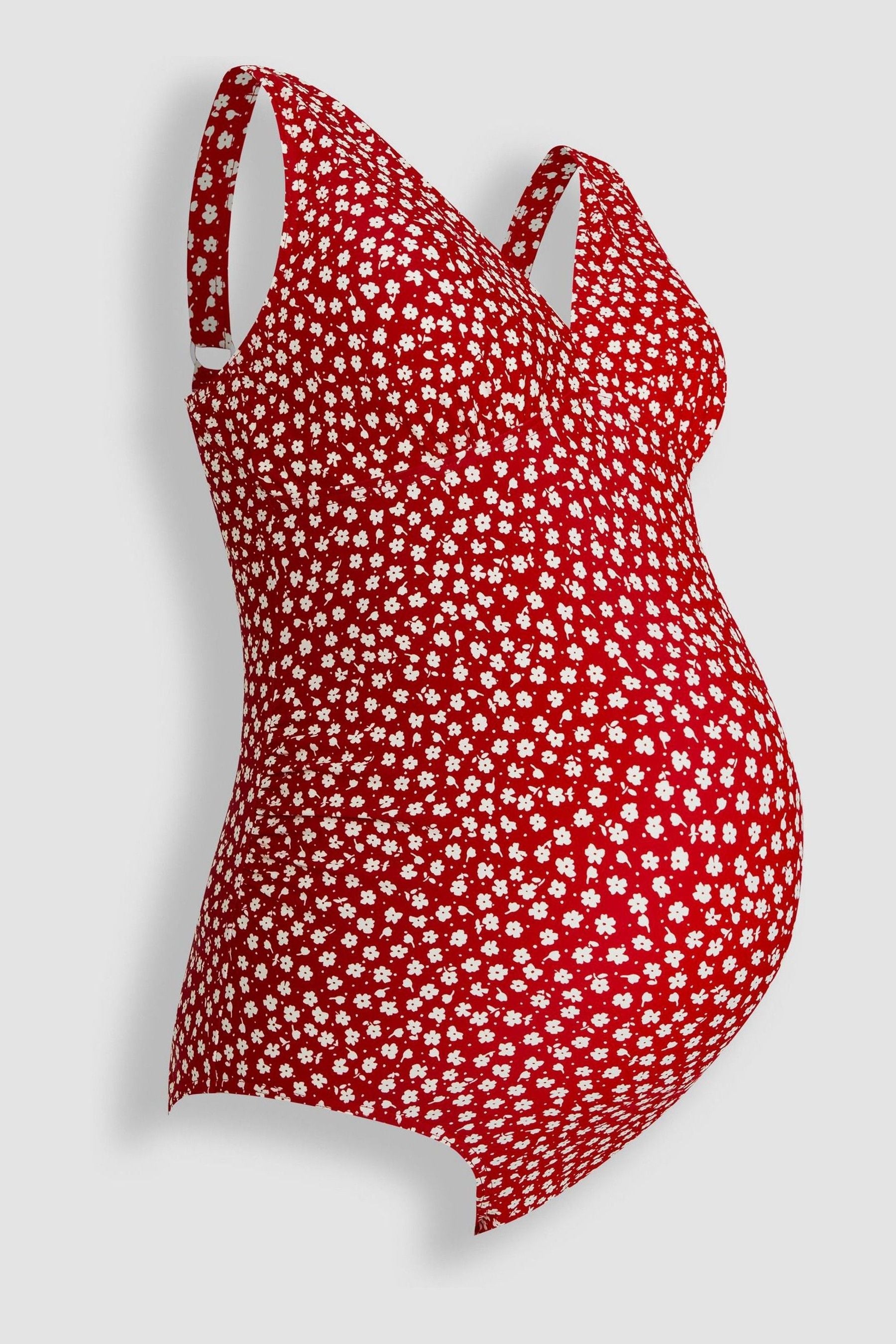 Red Ditsy Floral JoJo Maman Bébé V-Neck Maternity Swimsuit