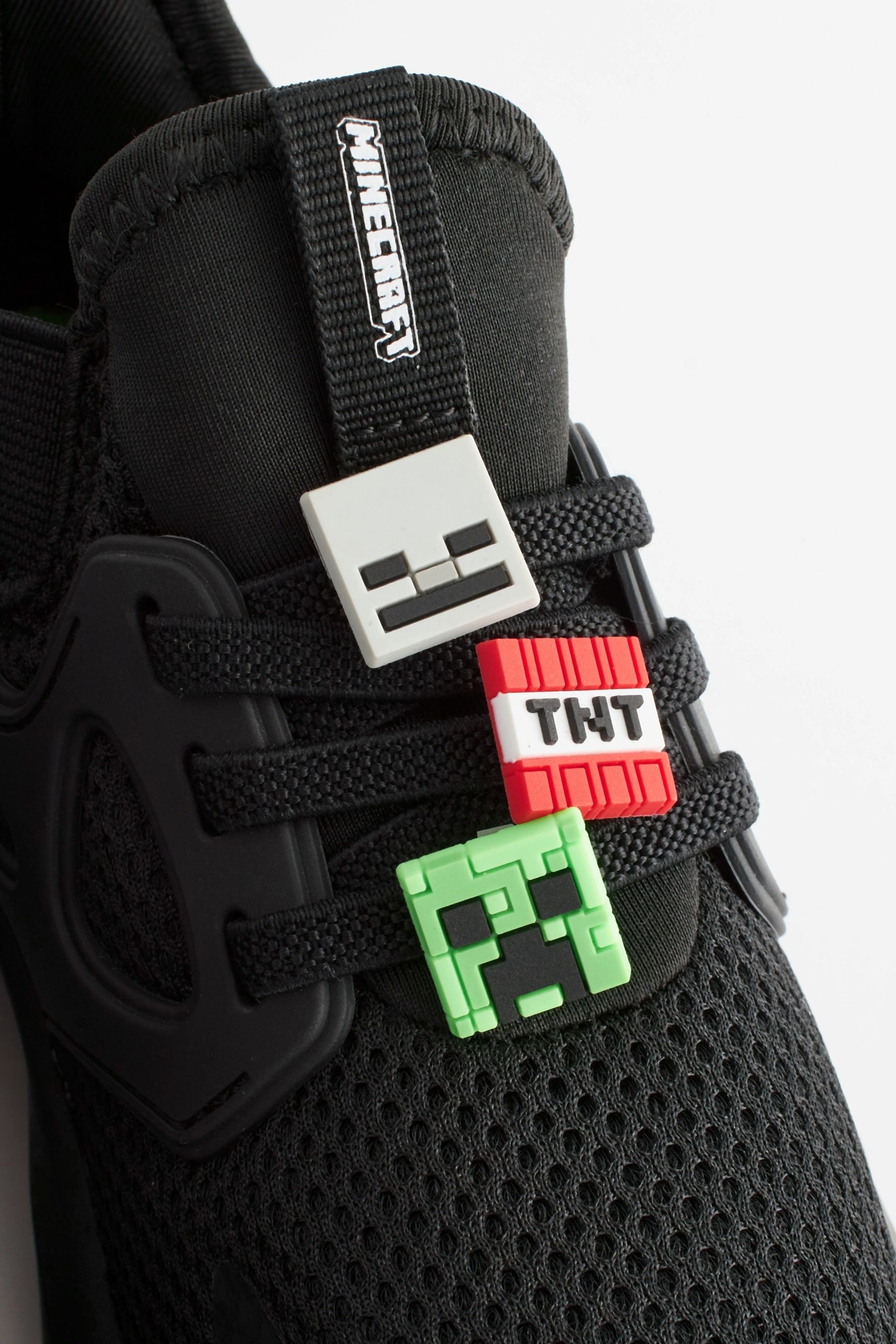 Black/Green Minecraft Elastic Lace Trainers