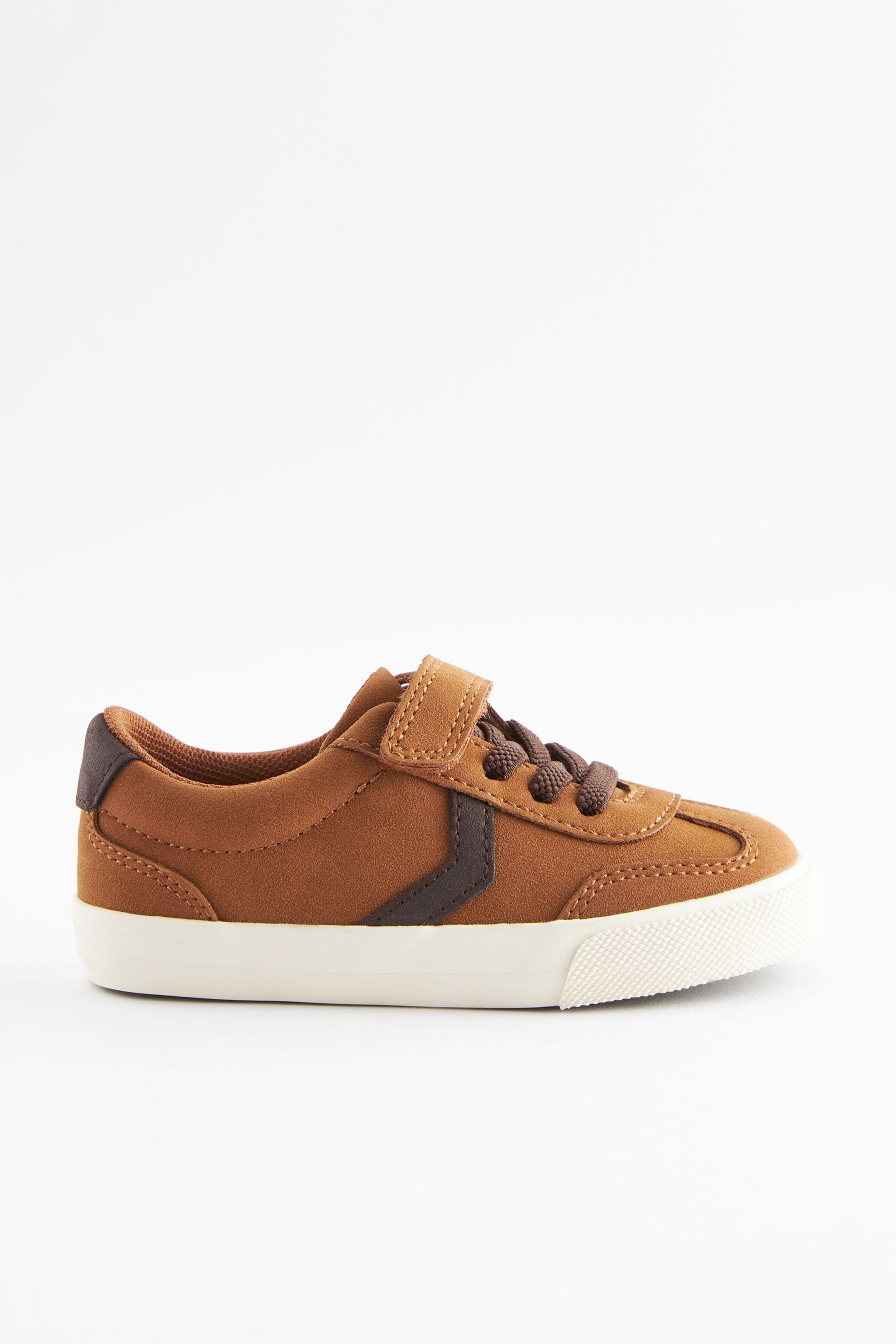 Tan Brown Standard Fit (F) Touch Fastening Chevron Trainers