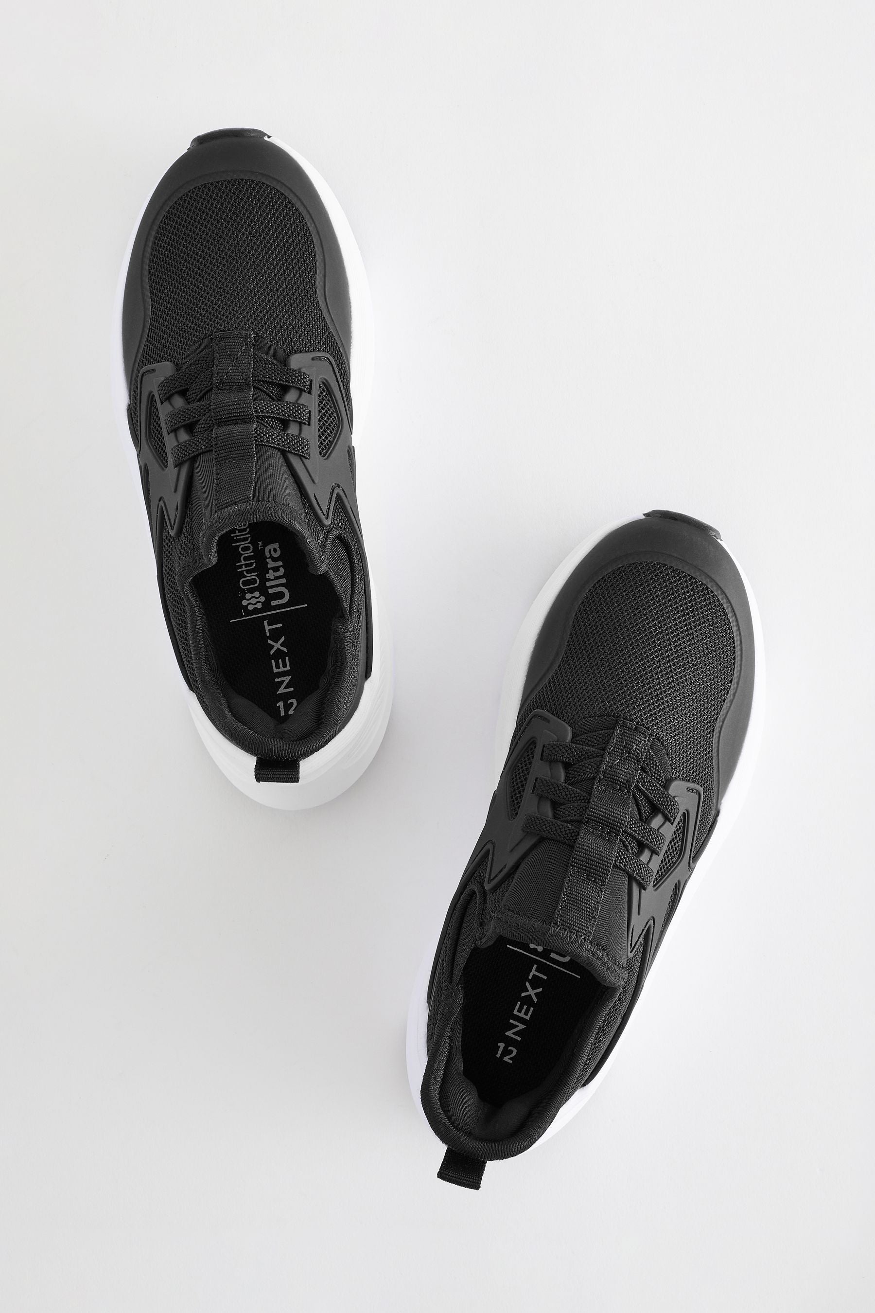 Black Elastic Lace Trainers