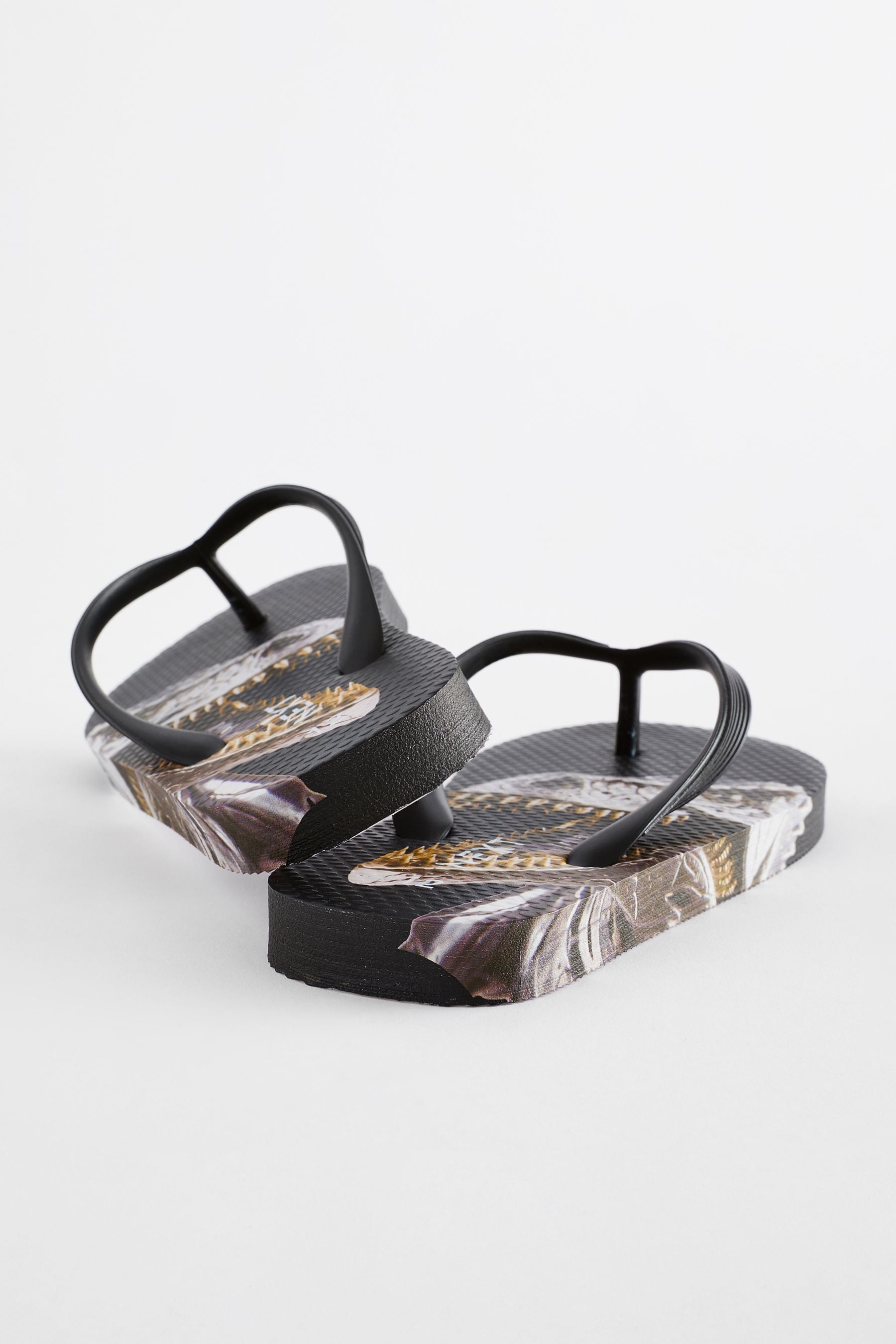 Back Gold Dino Flip Flops