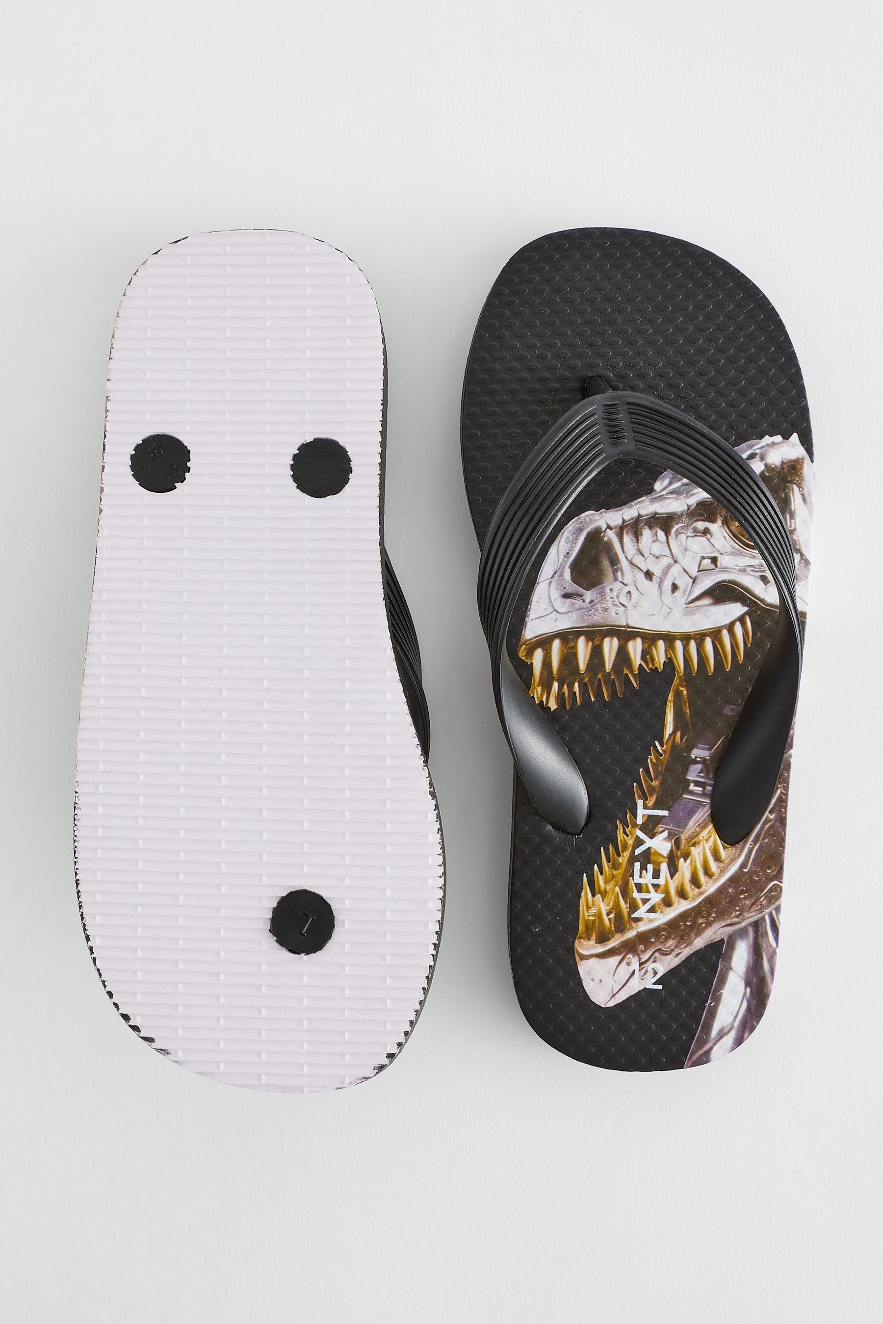 Back Gold Dino Flip Flops