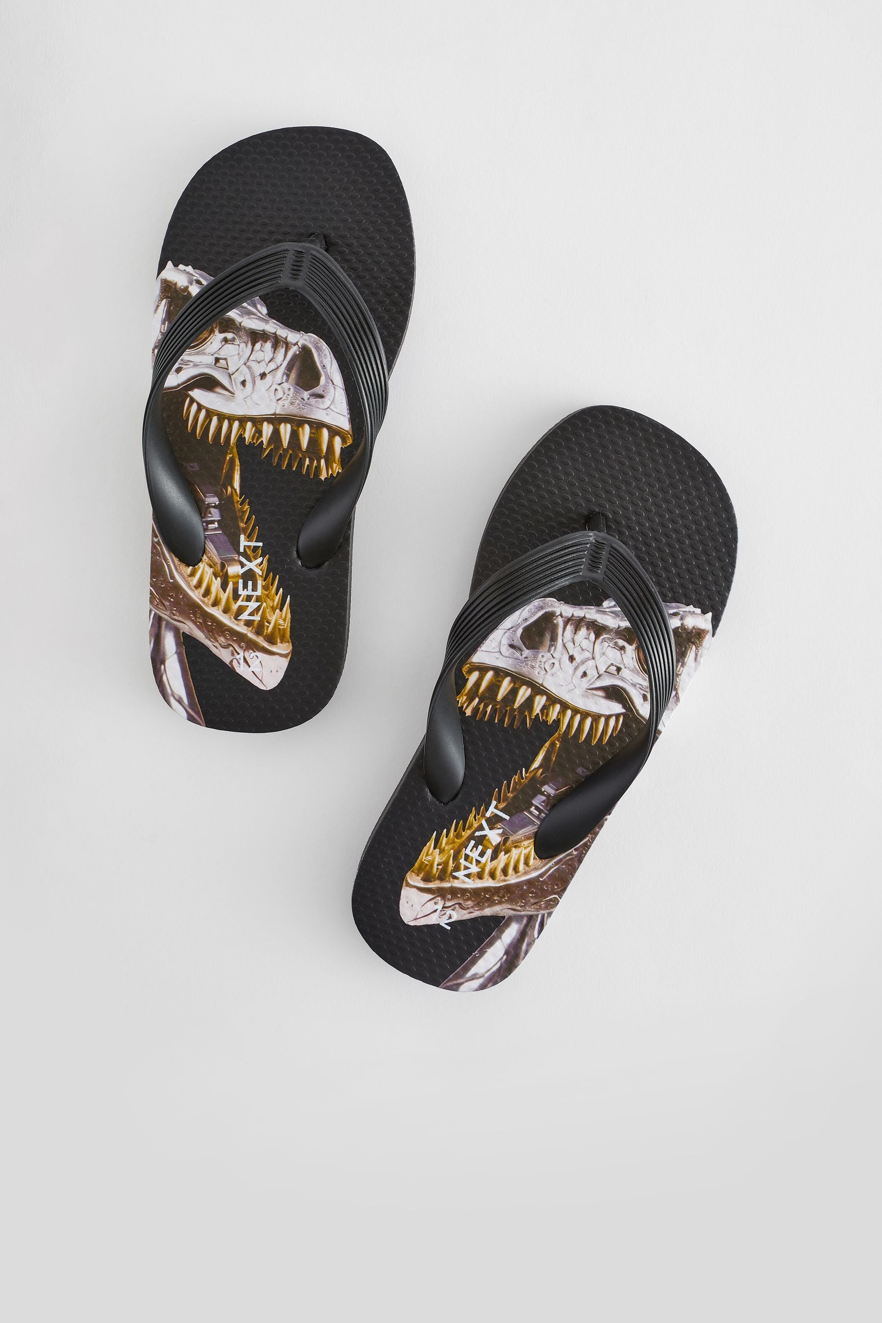 Back Gold Dino Flip Flops