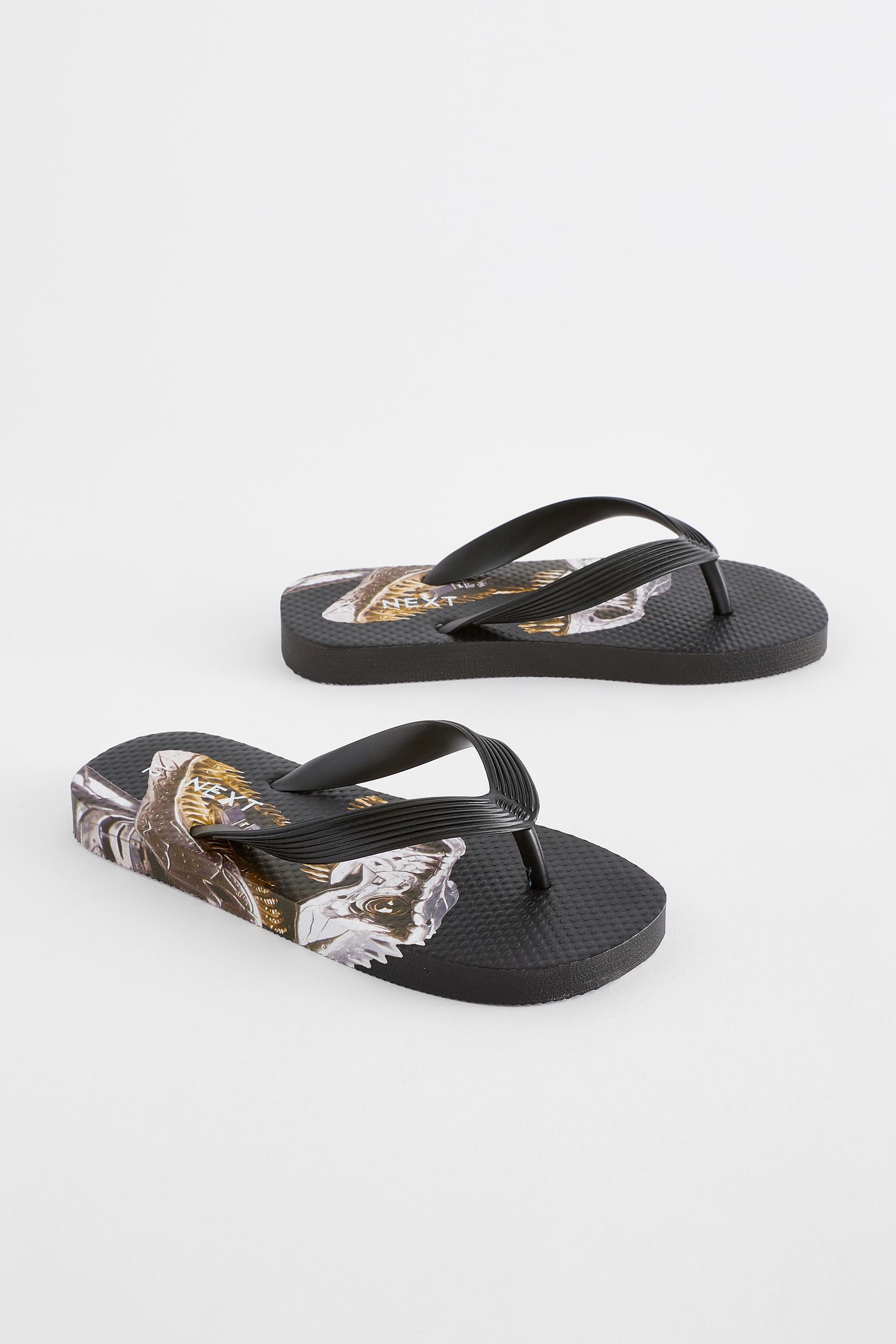 Back Gold Dino Flip Flops