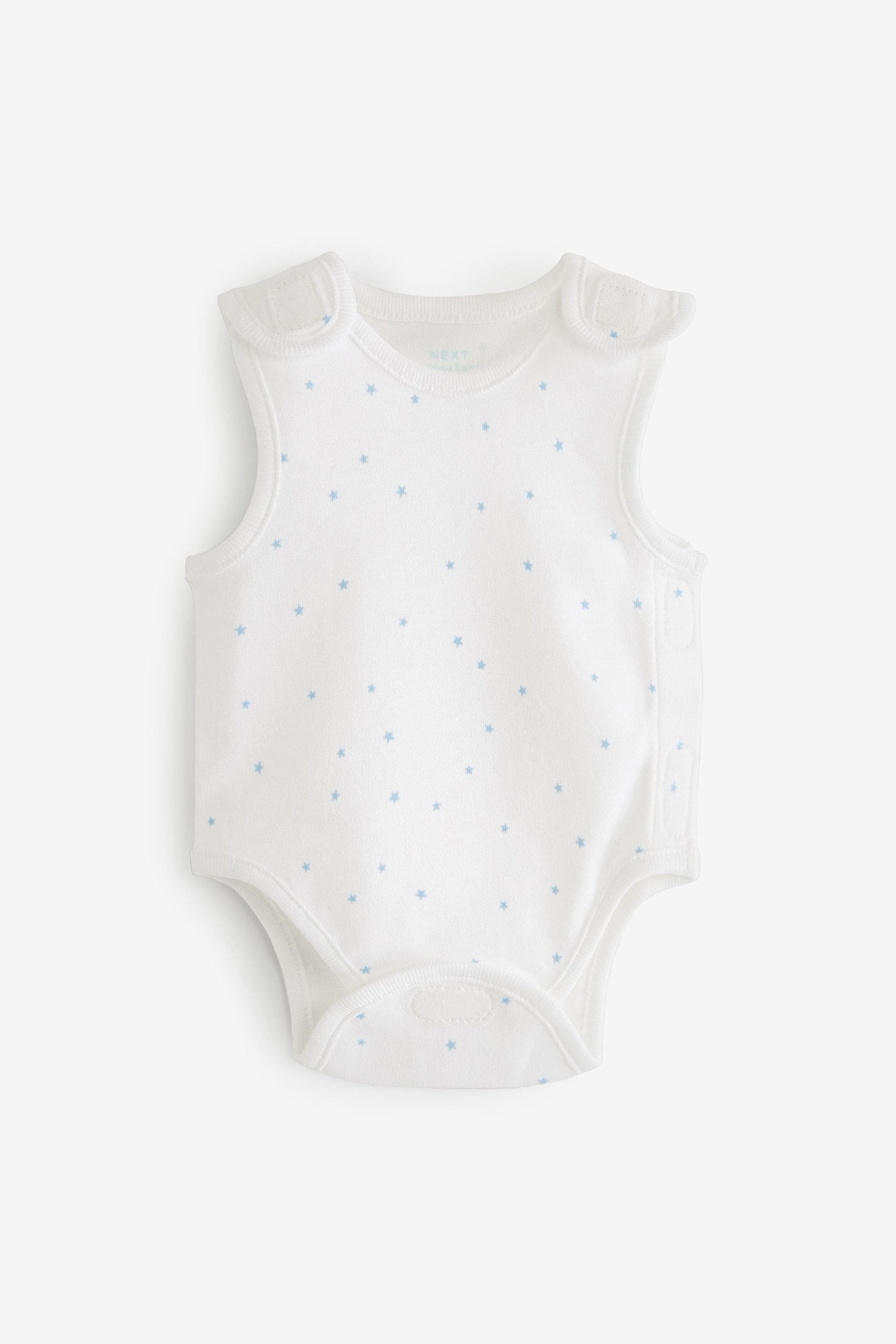 Blue Premature Baby 100% Cotton Vest Bodysuits 3 Pack