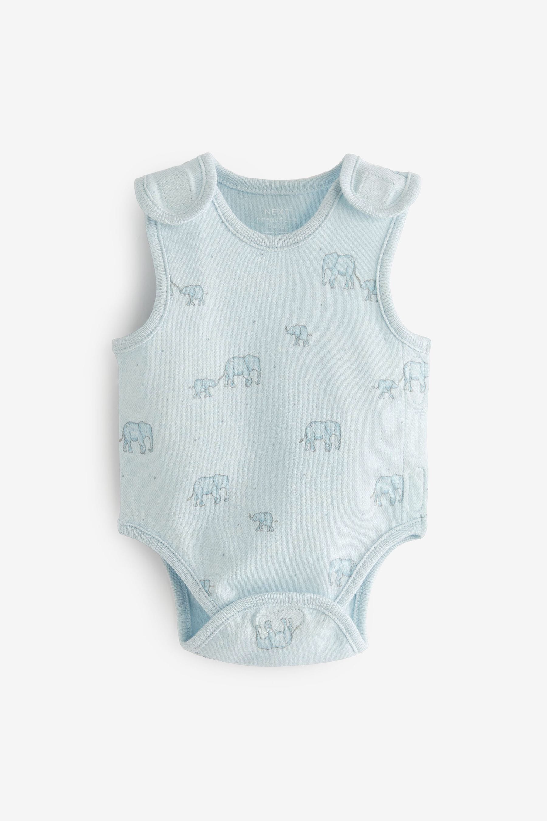 Blue Premature Baby 100% Cotton Vest Bodysuits 3 Pack