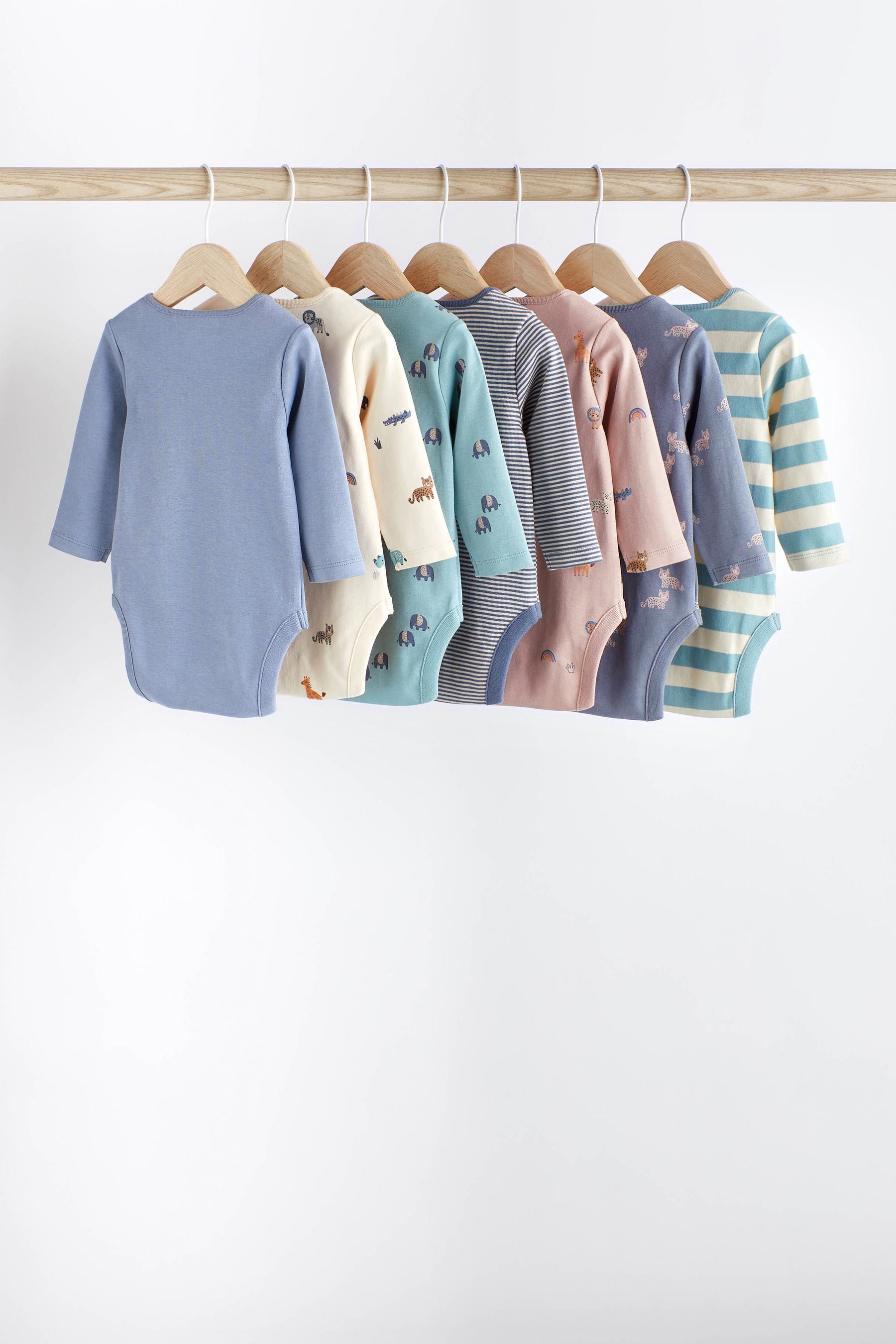 Teal Blue Long Sleeve Baby Bodies 7 Pack