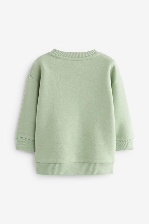 Mineral Green Bear Character Crew Neck Sweatshirt (3mths-7yrs)