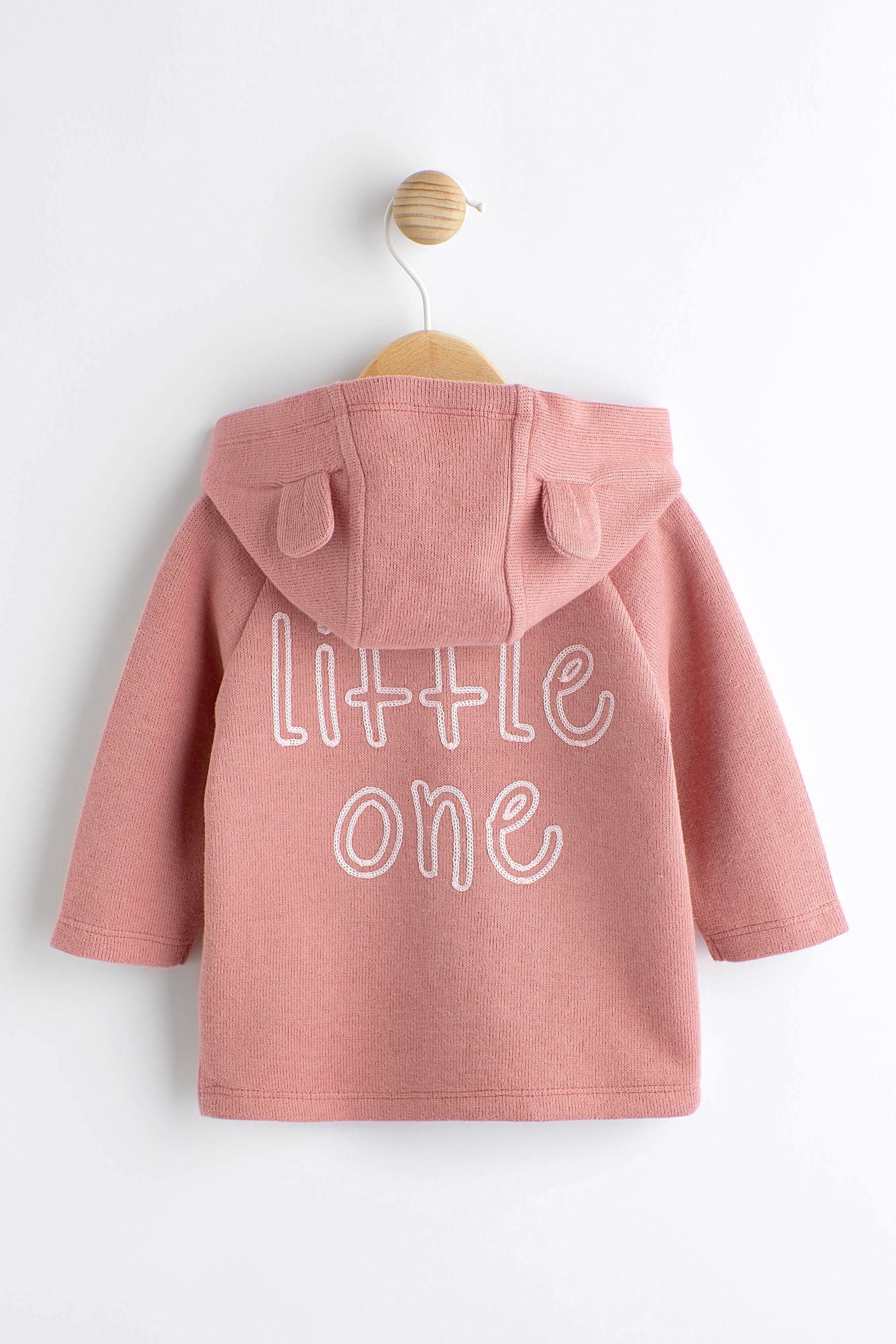 Pink Slogan Baby Hooded Cosy Jersey Jacket (0mths-3yrs)