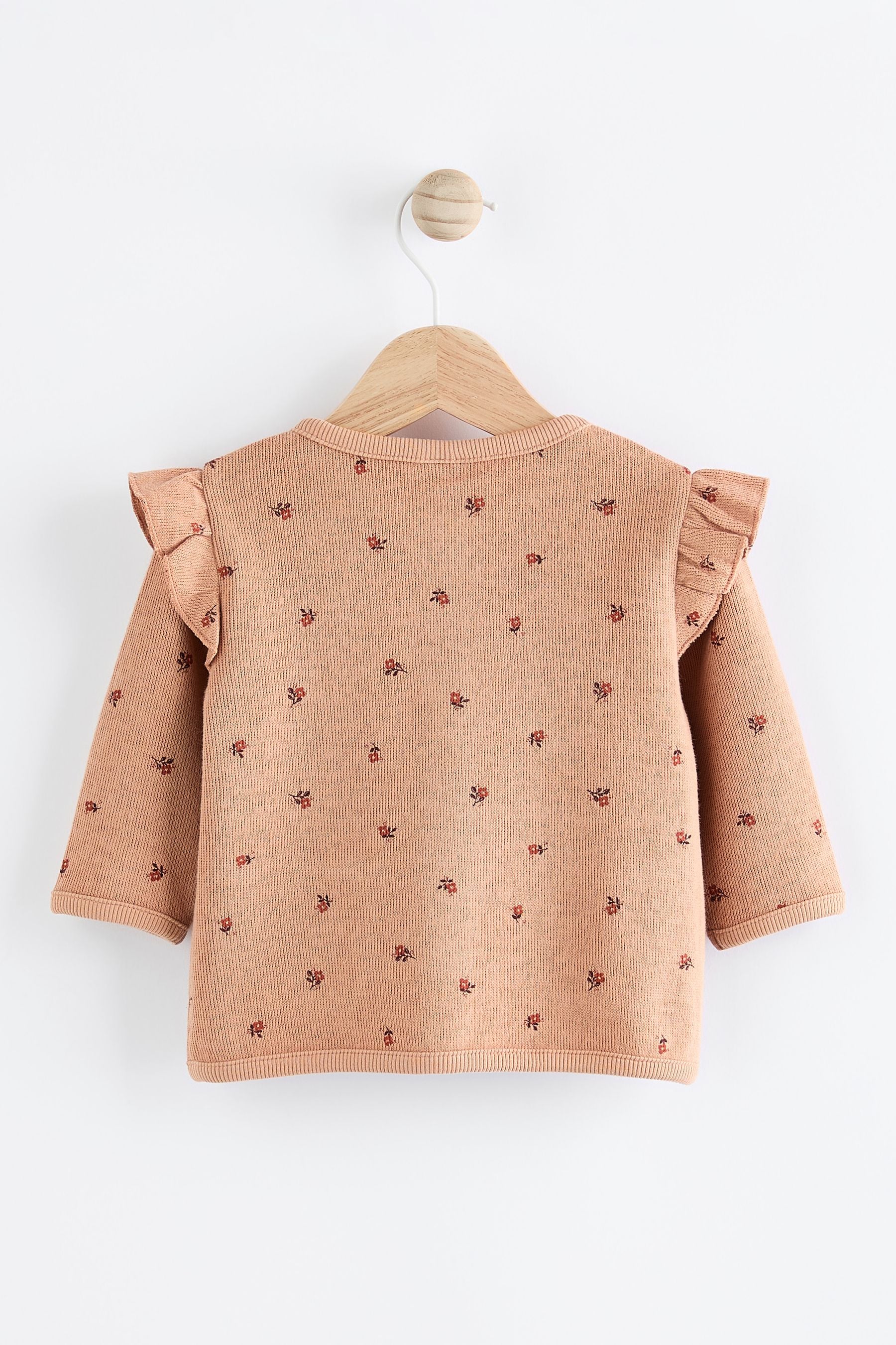 Rust Brown Floral Ditsy Baby Knitted Cardigan (0mths-3yrs)