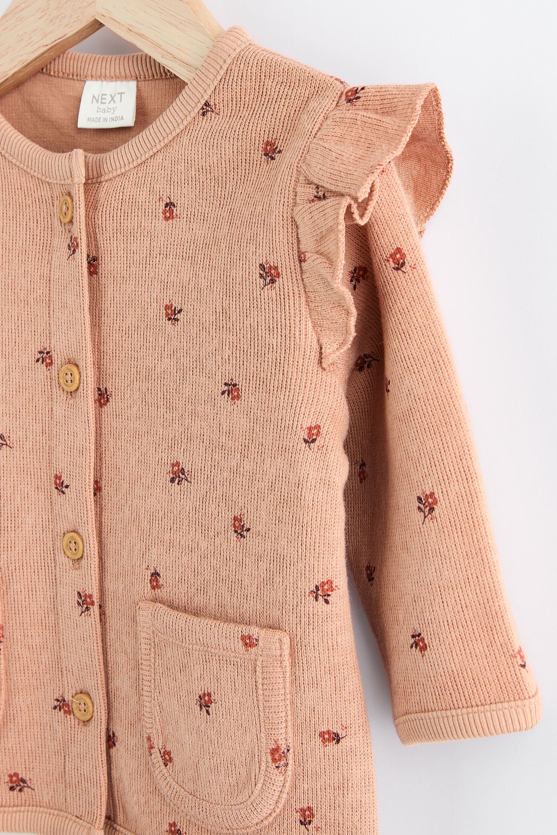 Rust Brown Floral Ditsy Baby Knitted Cardigan (0mths-3yrs)