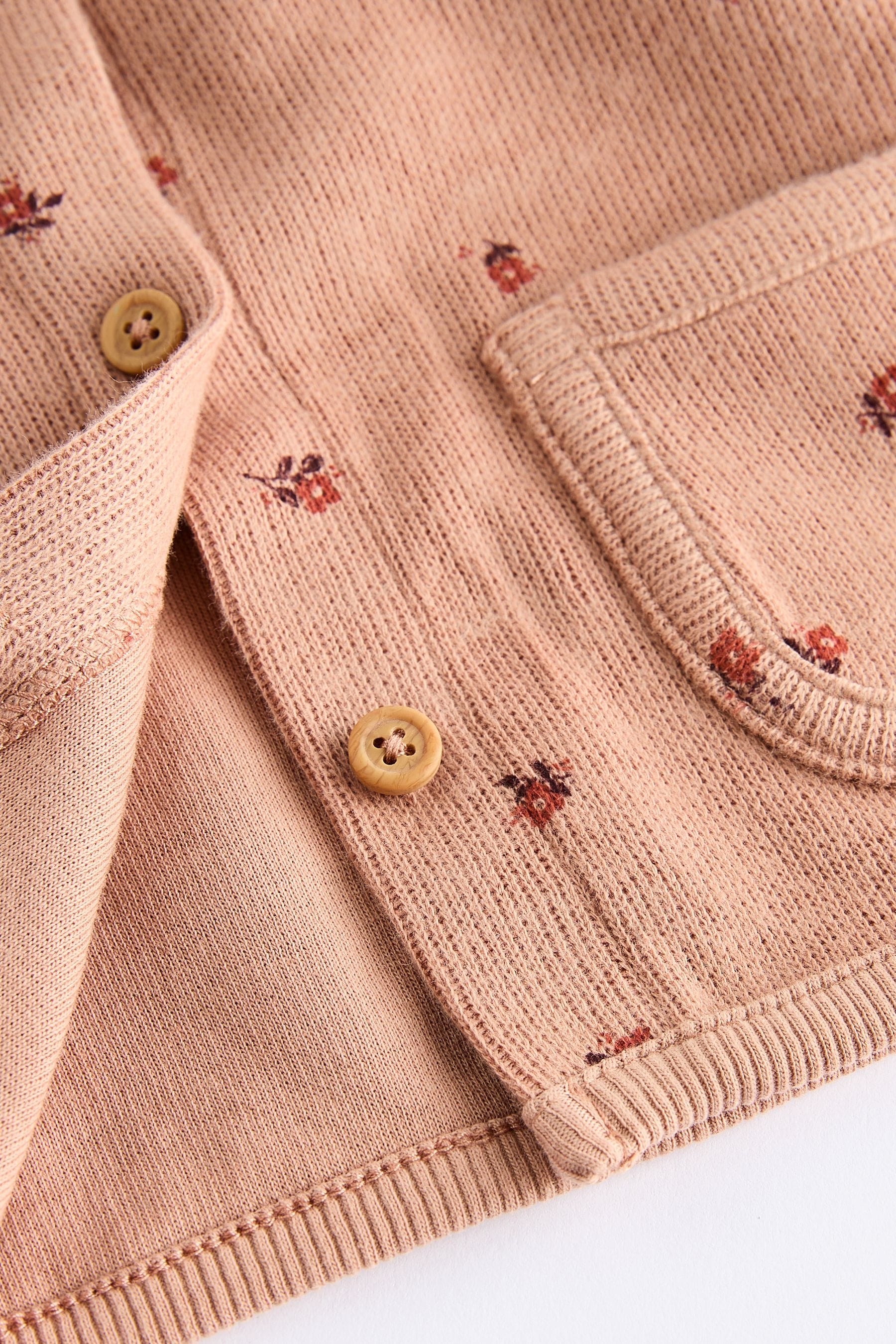 Rust Brown Floral Ditsy Baby Knitted Cardigan (0mths-3yrs)