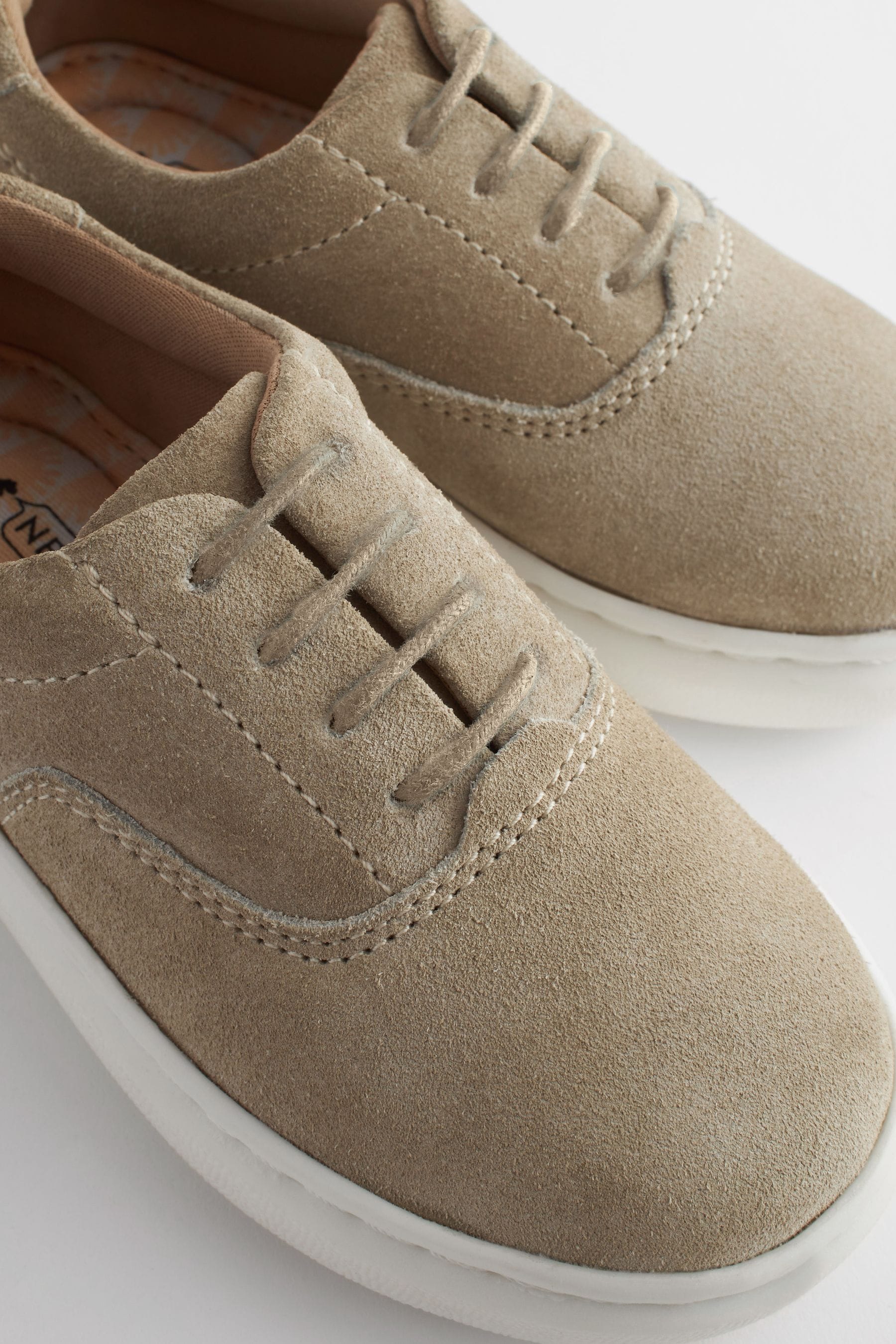 Neutral Stone Smart Leather Lace-Up Shoes