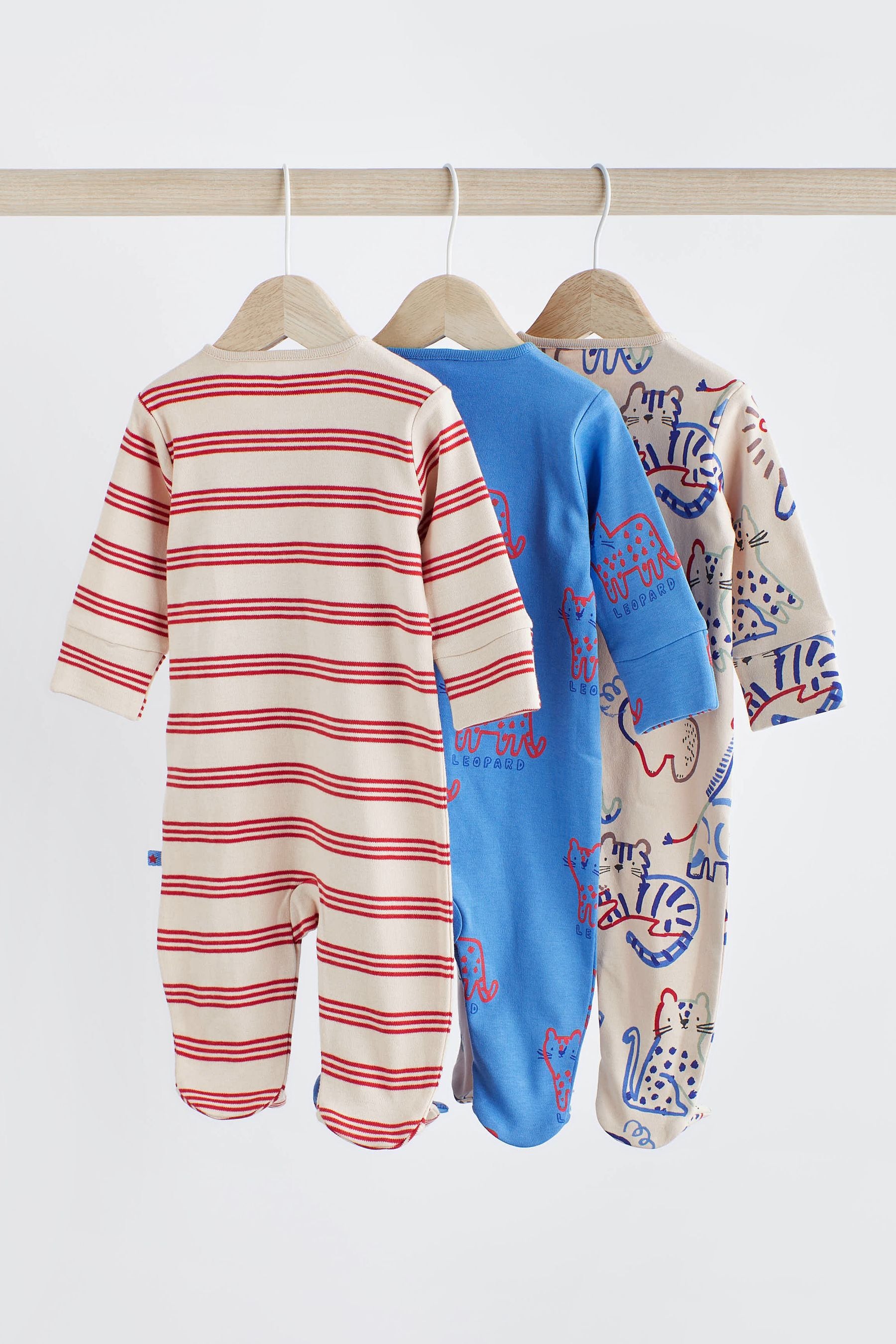 Red Character Baby 100% Cotton Sleepsuits 3 Pack (0mths-2yrs)