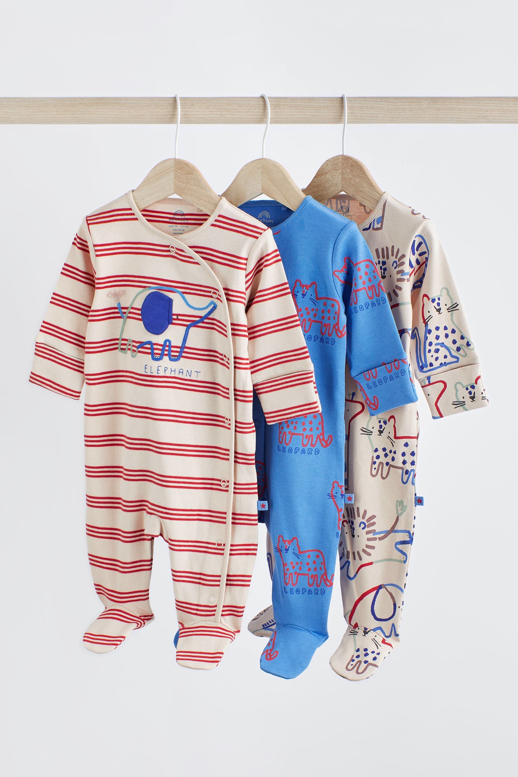 Red Character Baby 100% Cotton Sleepsuits 3 Pack (0mths-2yrs)