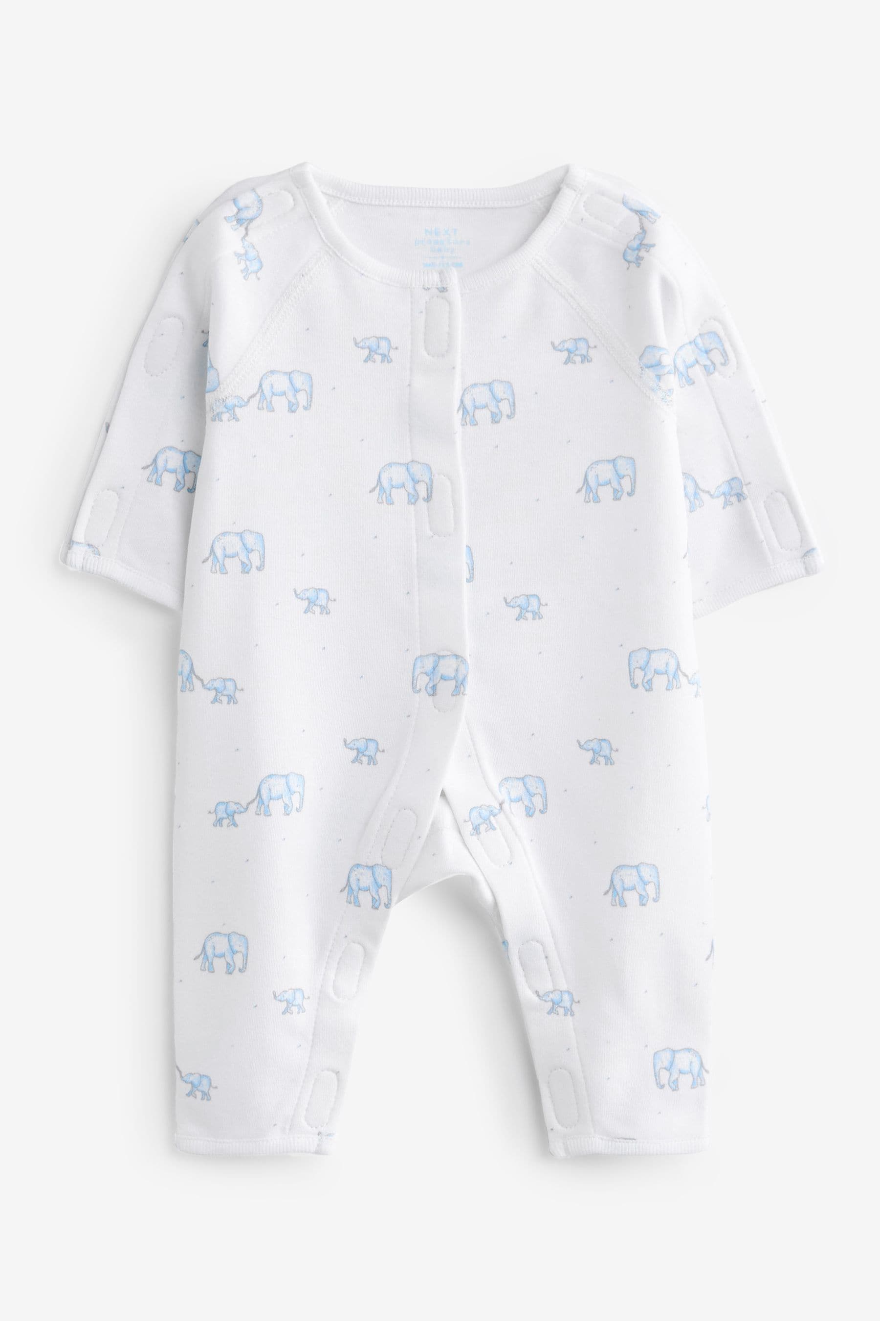 Blue Premature Baby 100% Cotton Sleepsuits 3 Pack (0-0mths)