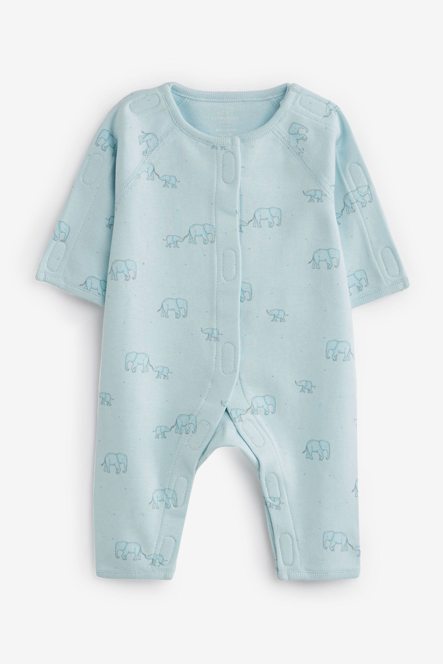 Blue Premature Baby 100% Cotton Sleepsuits 3 Pack (0-0mths)