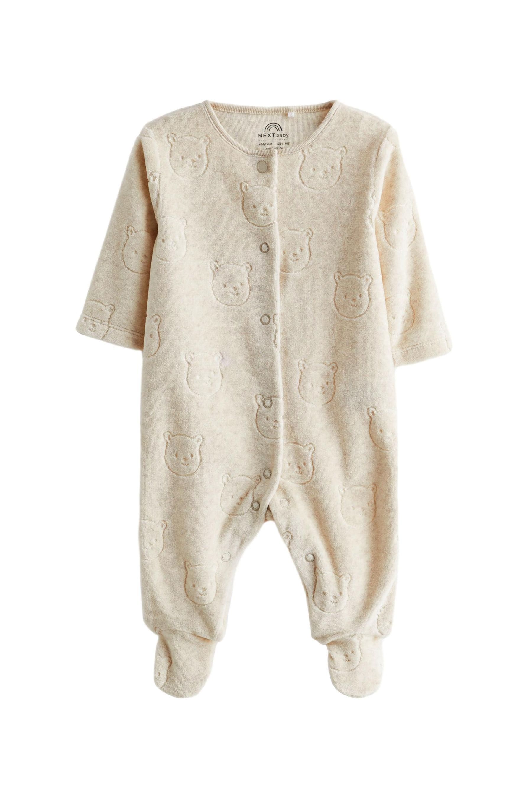 Oatmeal Bear Velour Sleepsuit (0mths-3yrs)